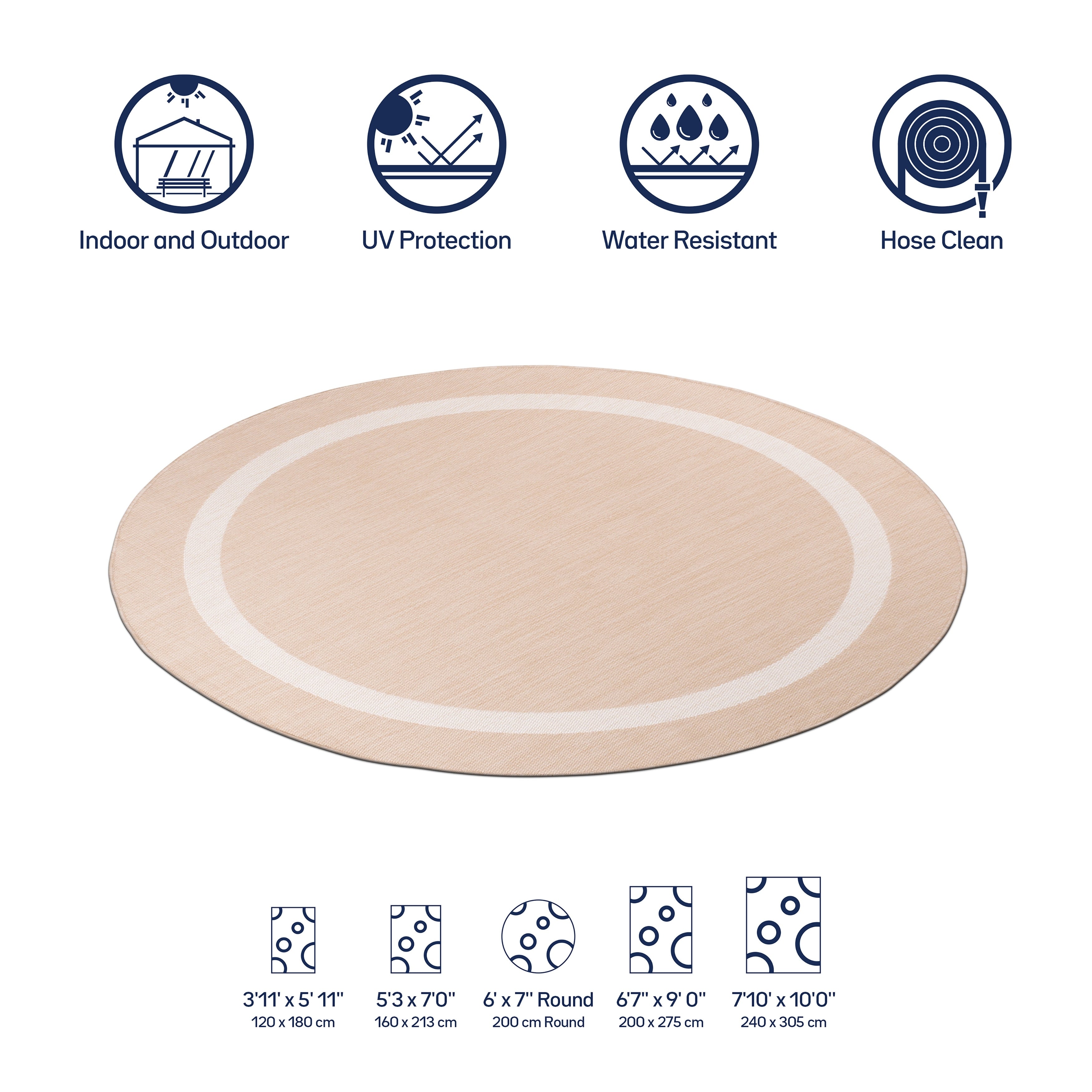 Tapis Beverly Rug moderne à bordures pour intérieur et extérieur, tapis d'extérieur pour patio, terrasse, porche