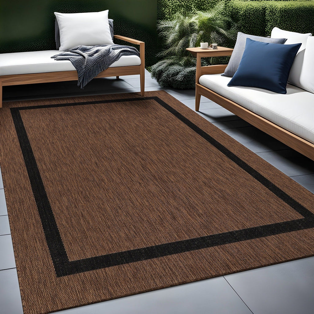 Tapis Beverly Rug moderne à bordures pour intérieur et extérieur, tapis d'extérieur pour patio, terrasse, porche