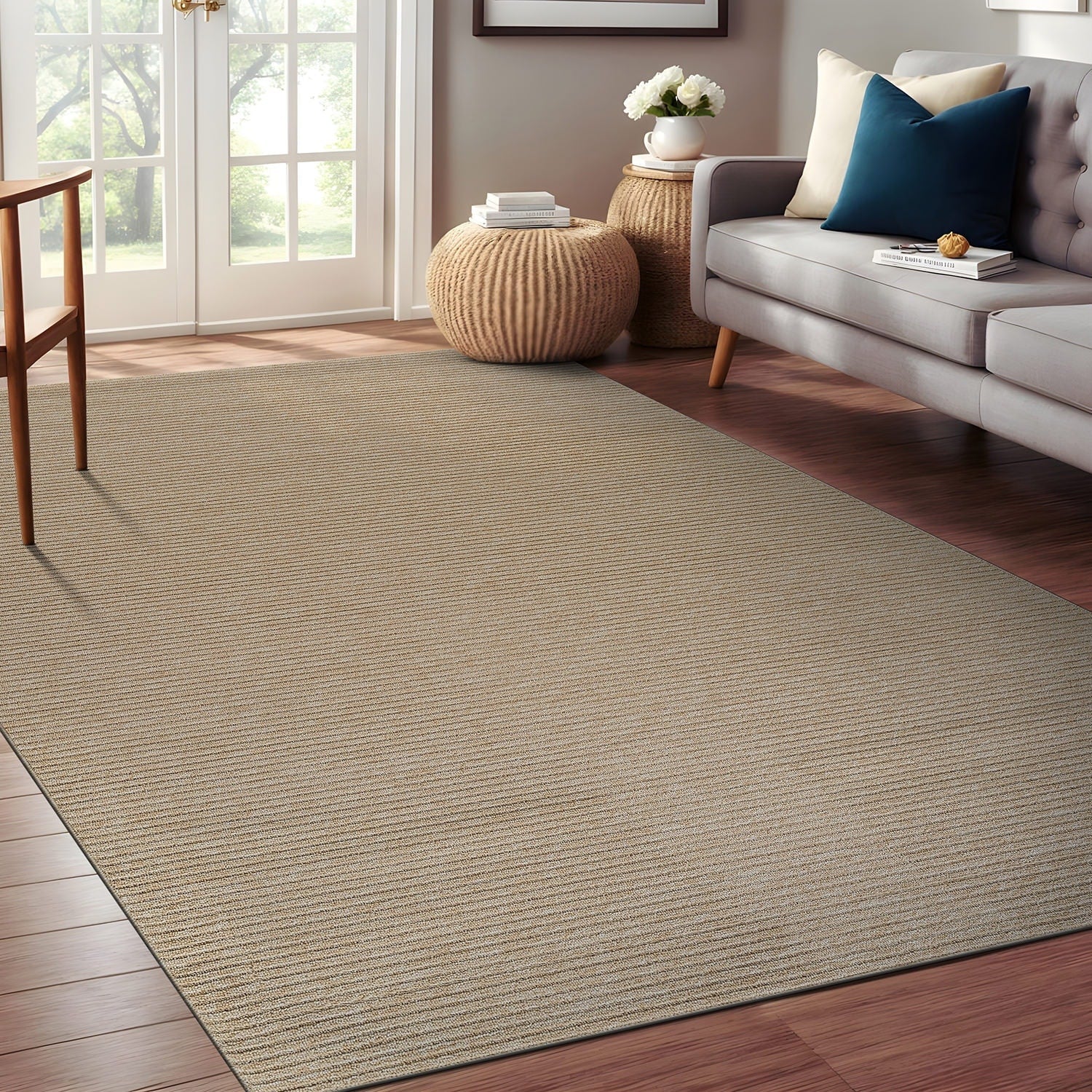 Tapis d'intérieur Beverly Rug uni, antidérapant, dos en caoutchouc, lavable