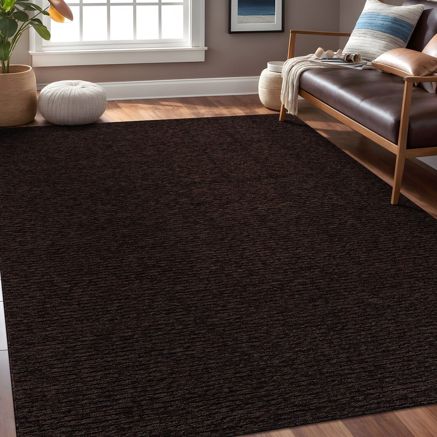 Tapis d'intérieur Beverly Rug uni, antidérapant, dos en caoutchouc, lavable