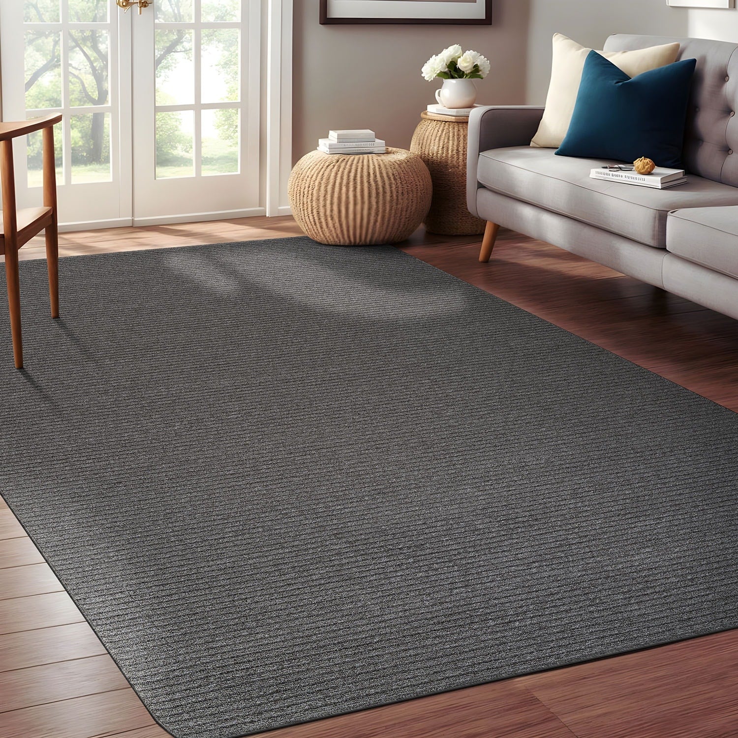 Tapis d'intérieur Beverly Rug uni, antidérapant, dos en caoutchouc, lavable