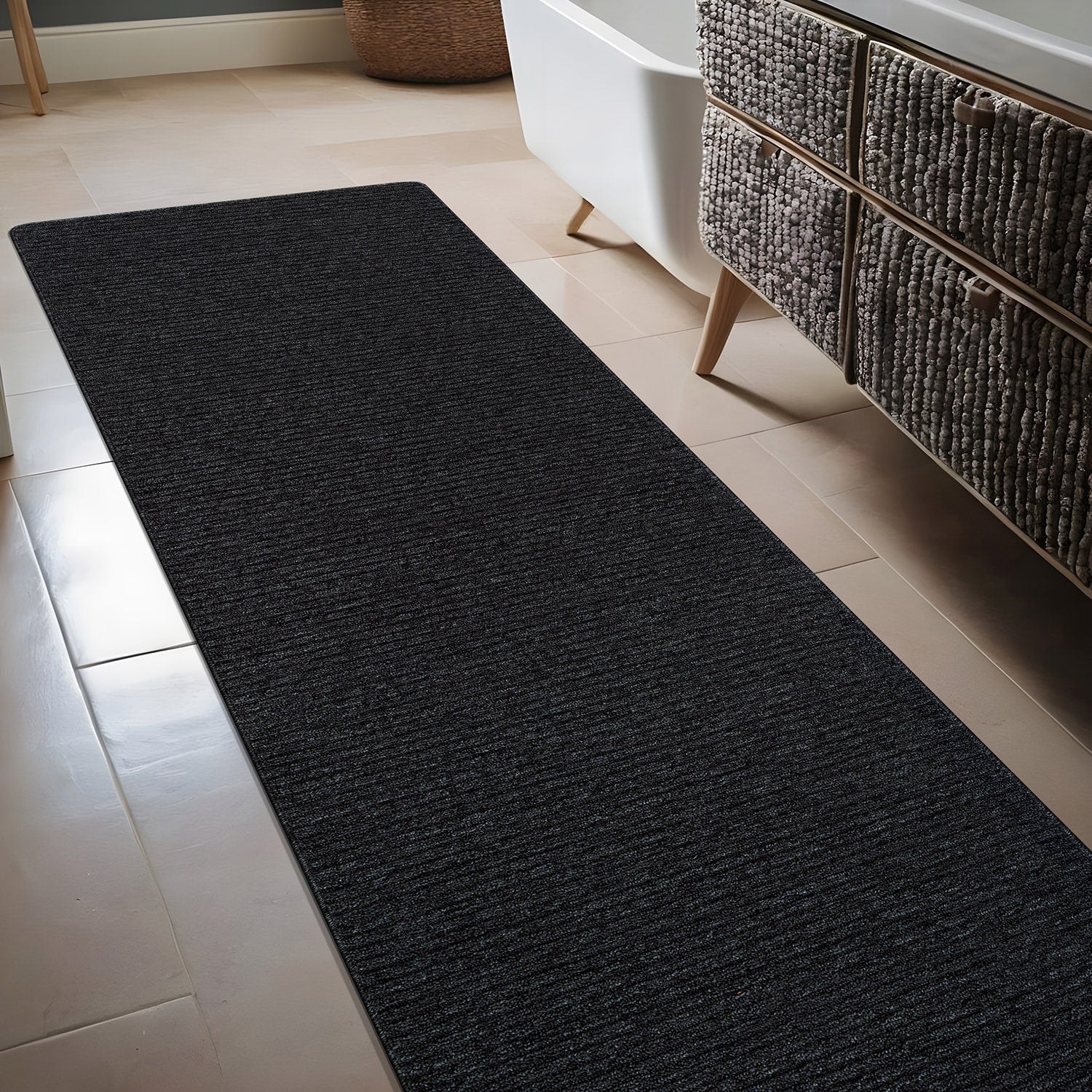 Tapis d'intérieur Beverly Rug uni, antidérapant, dos en caoutchouc, lavable