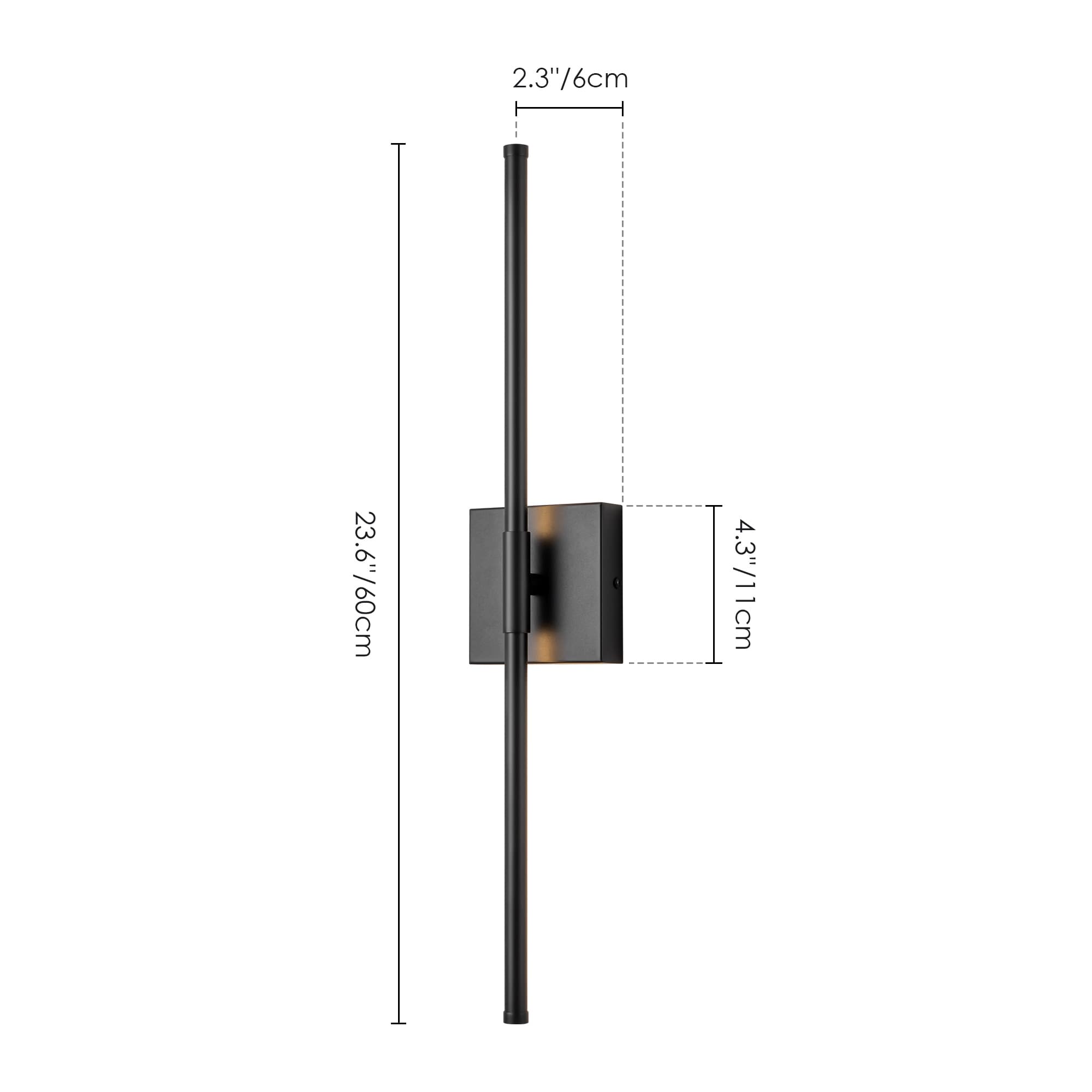 1-Light Black/ Gold/ Nickel Modern Long Linear Strip Wall Sconce Dimmable LED Bathroom Vanity Light