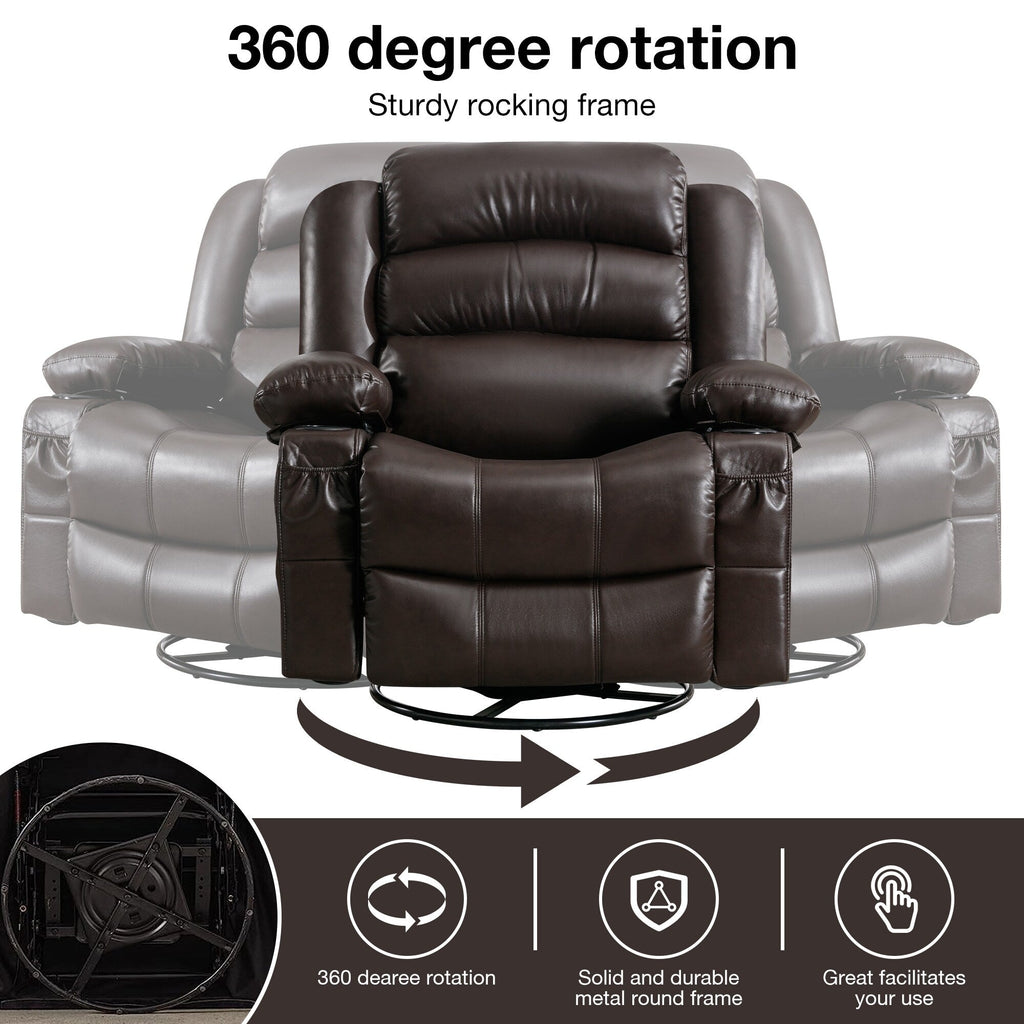 Black Swivel Rocker Recliner with Heat, Massage & USB Ports