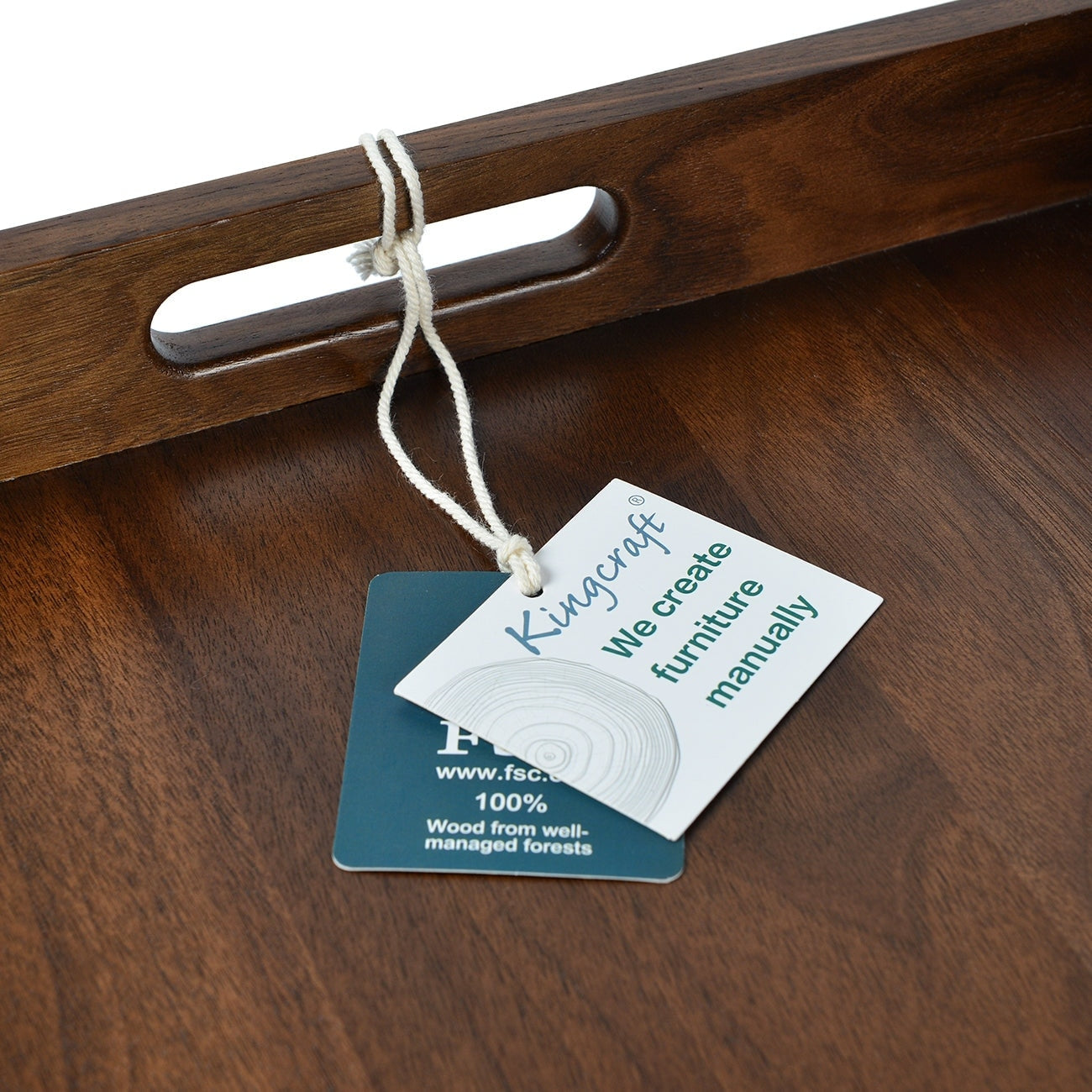 KINWELL Rectangle Black Walnut Wood Serving Tray Ottoman Tray