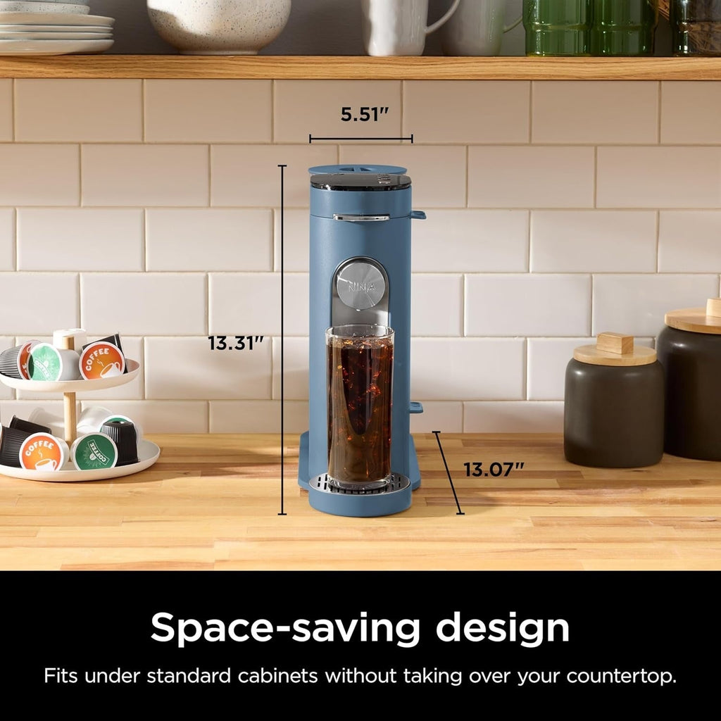 Cafetière bleue à dose unique, compatible K-Cup, réservoir de 1,6 l, 6 à 68 cl, format compact