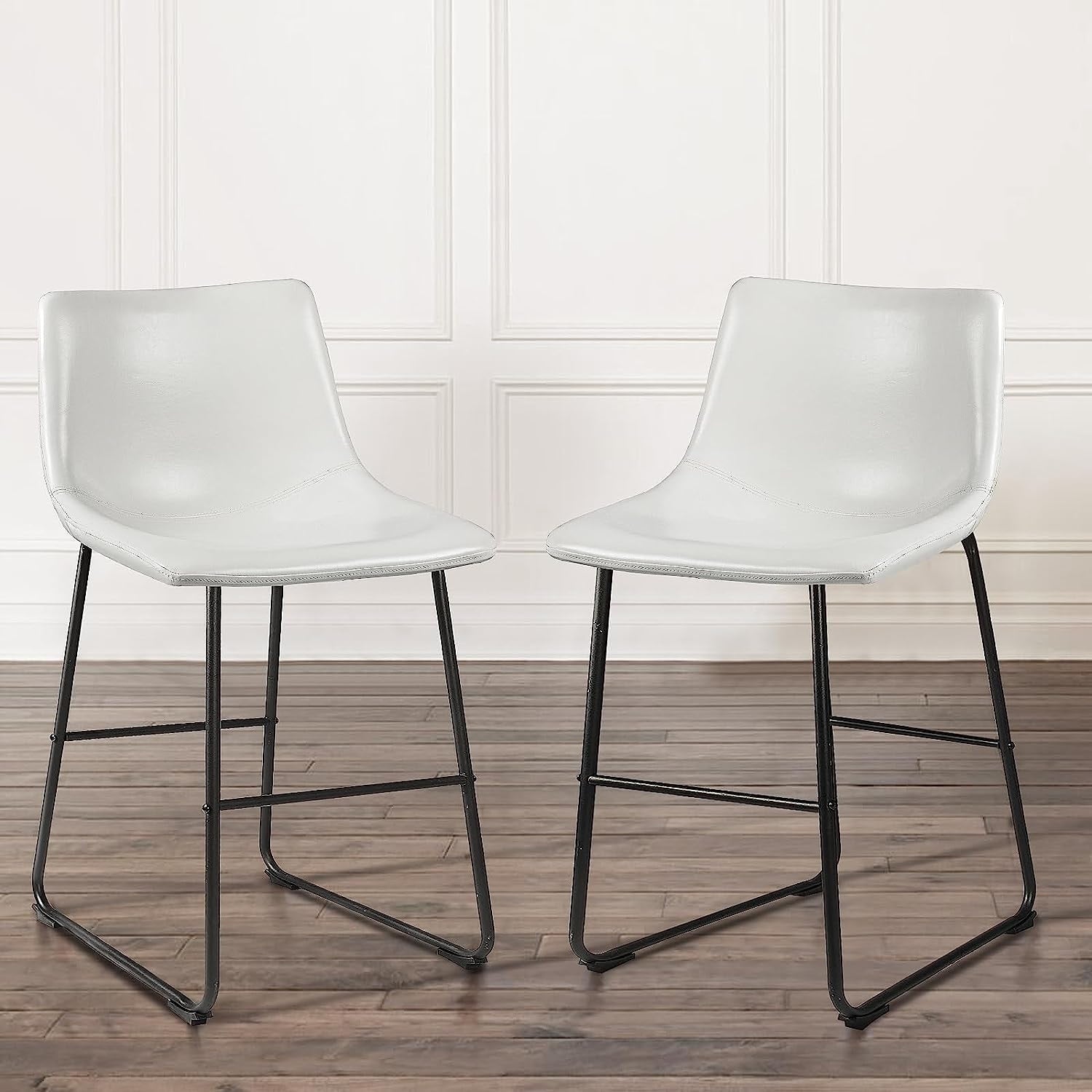 Bossin 18/26/30 inch Bar Stools,Counter Height Bar Stools with Back Modern PU Leather Stools Dining Chair with Footrest