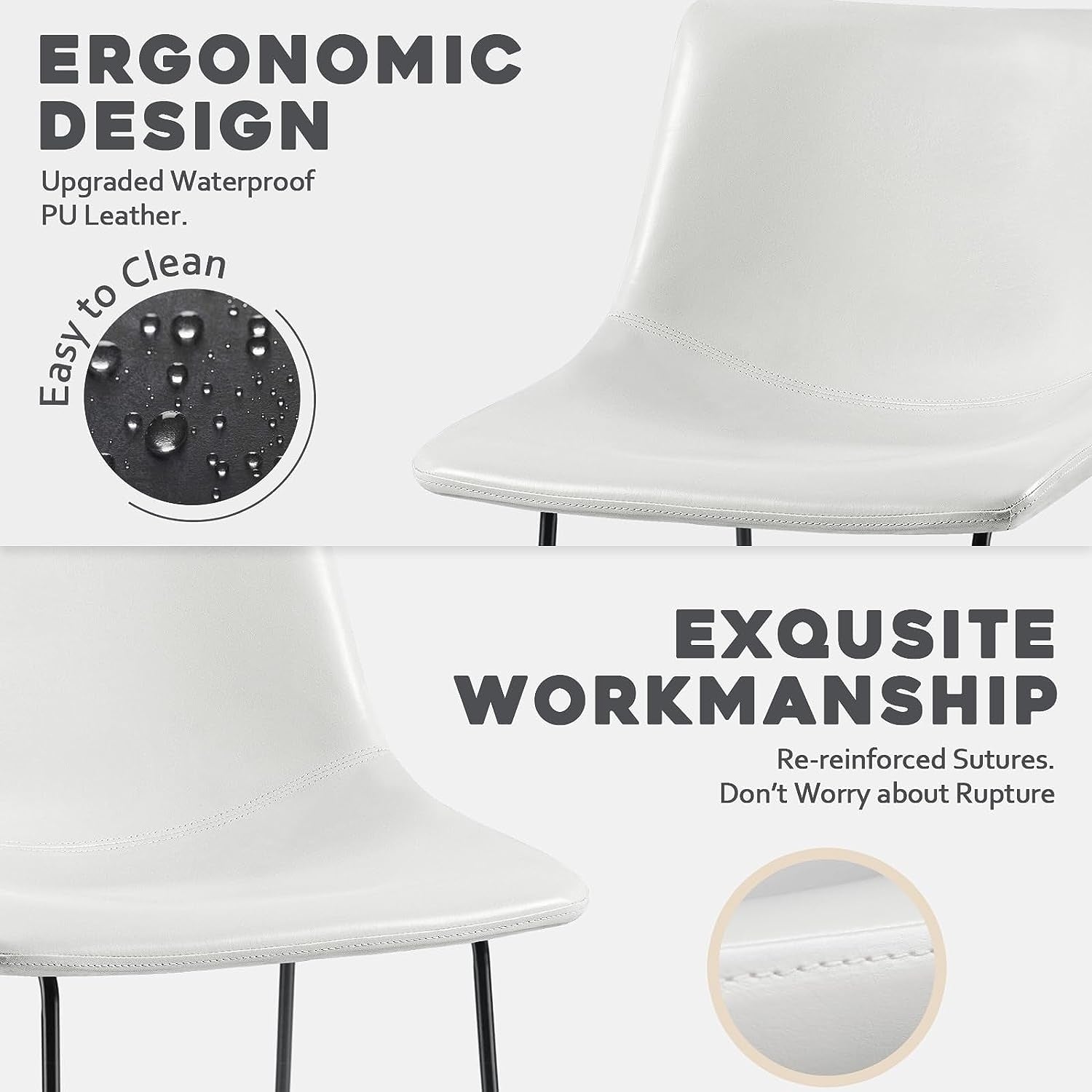 Bossin 18/26/30 inch Bar Stools,Counter Height Bar Stools with Back Modern PU Leather Stools Dining Chair with Footrest