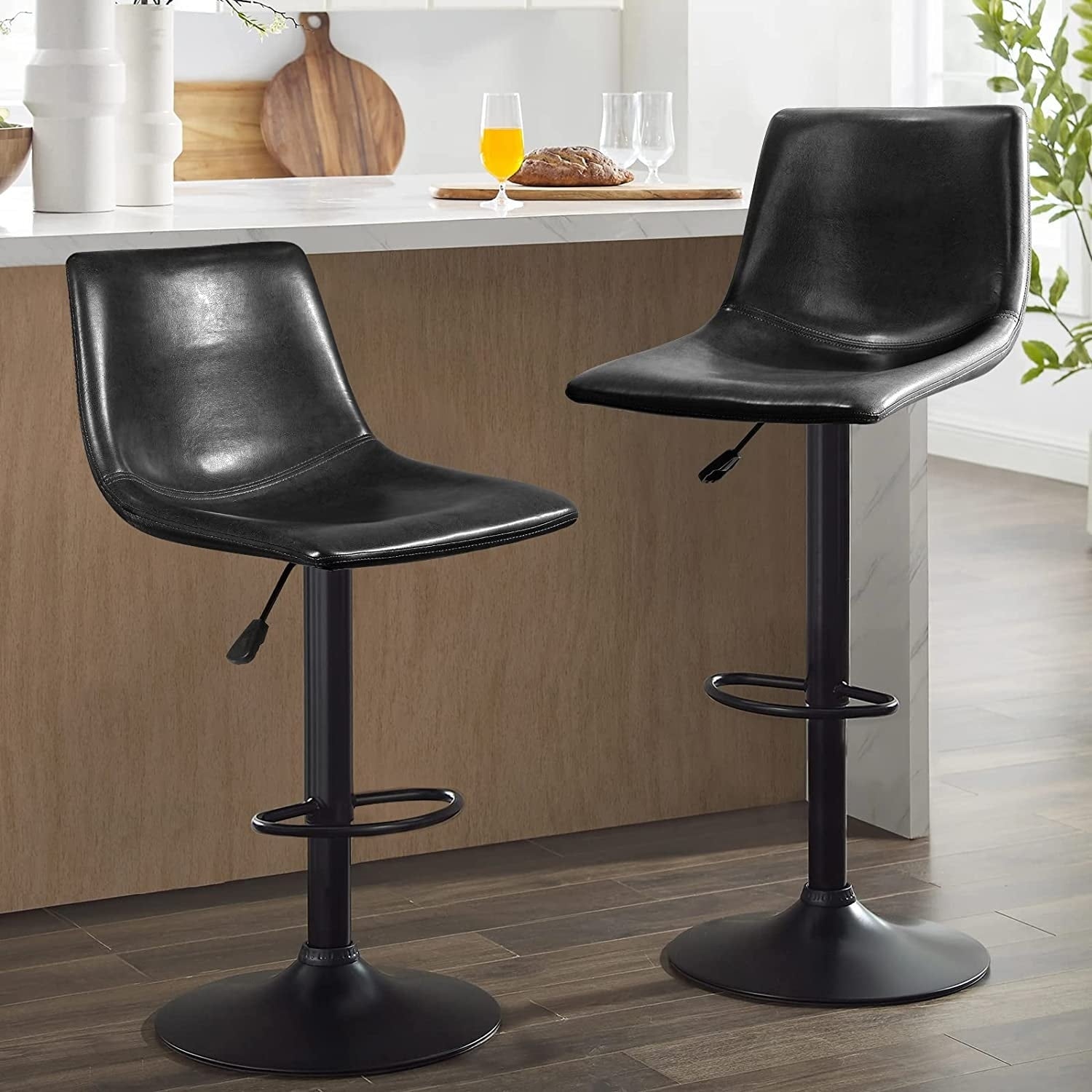 Bossin Adjustable Swivel Bar Stools with Backs – Counter Height
