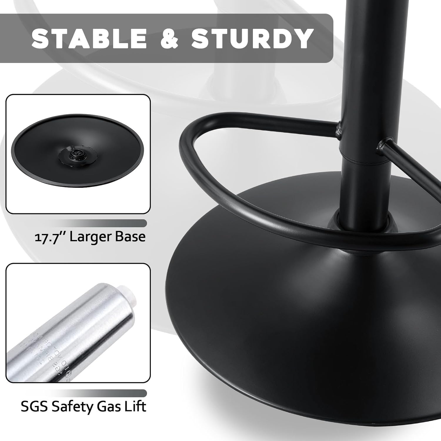 Bossin Adjustable Swivel Bar Stools with Backs – Counter Height