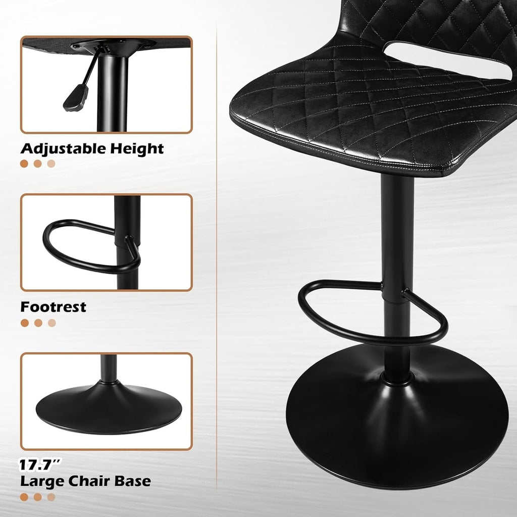 Bossin Adjustable Swivel Bar Stools with Backs – Counter Height
