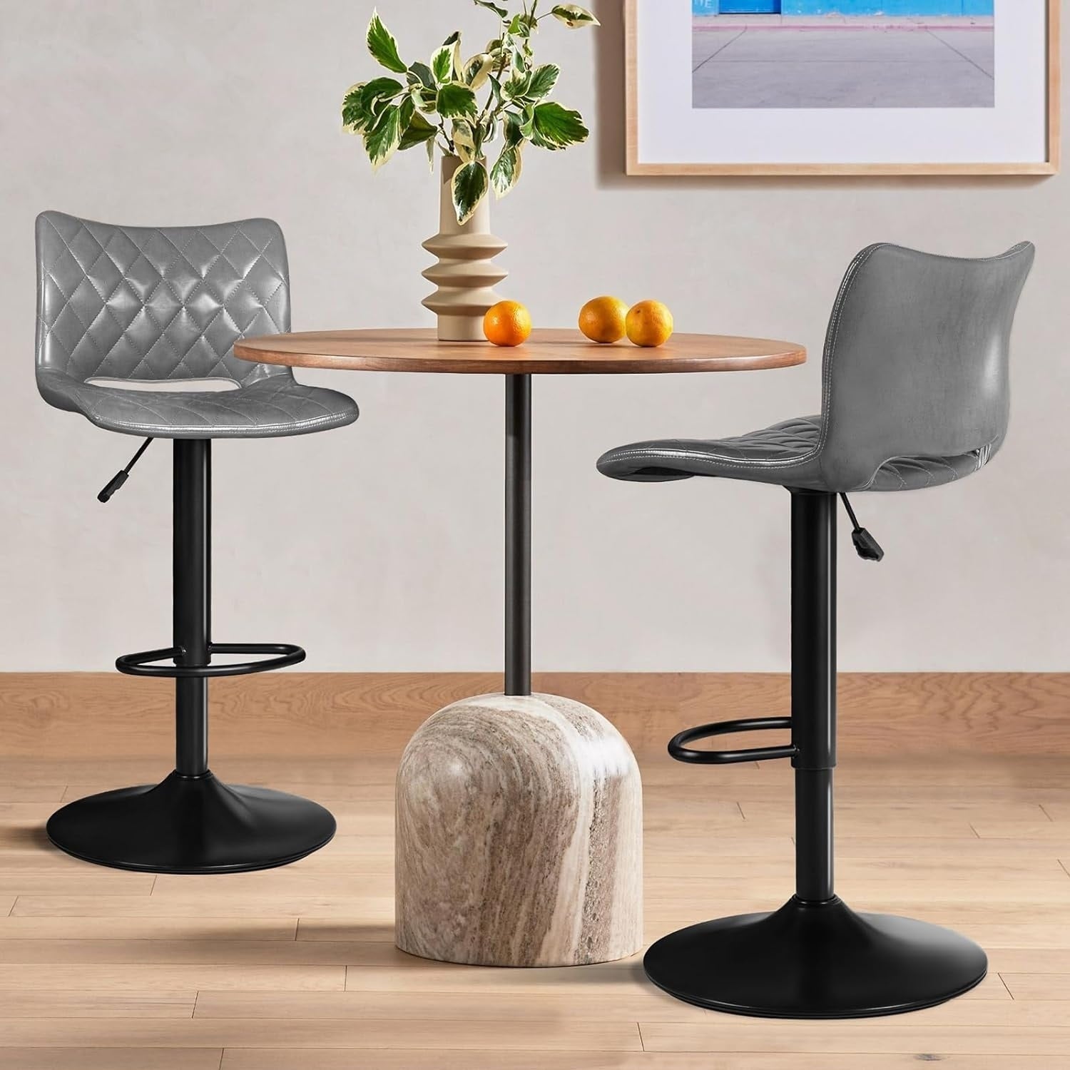Bossin Adjustable Swivel Bar Stools with Backs – Counter Height