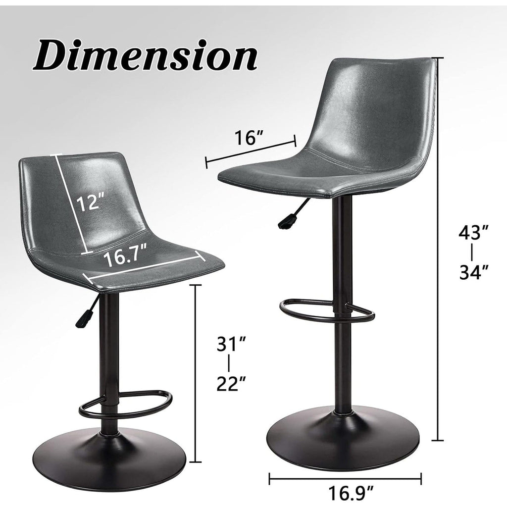 Bossin Adjustable Swivel Bar Stools with Backs – Counter Height