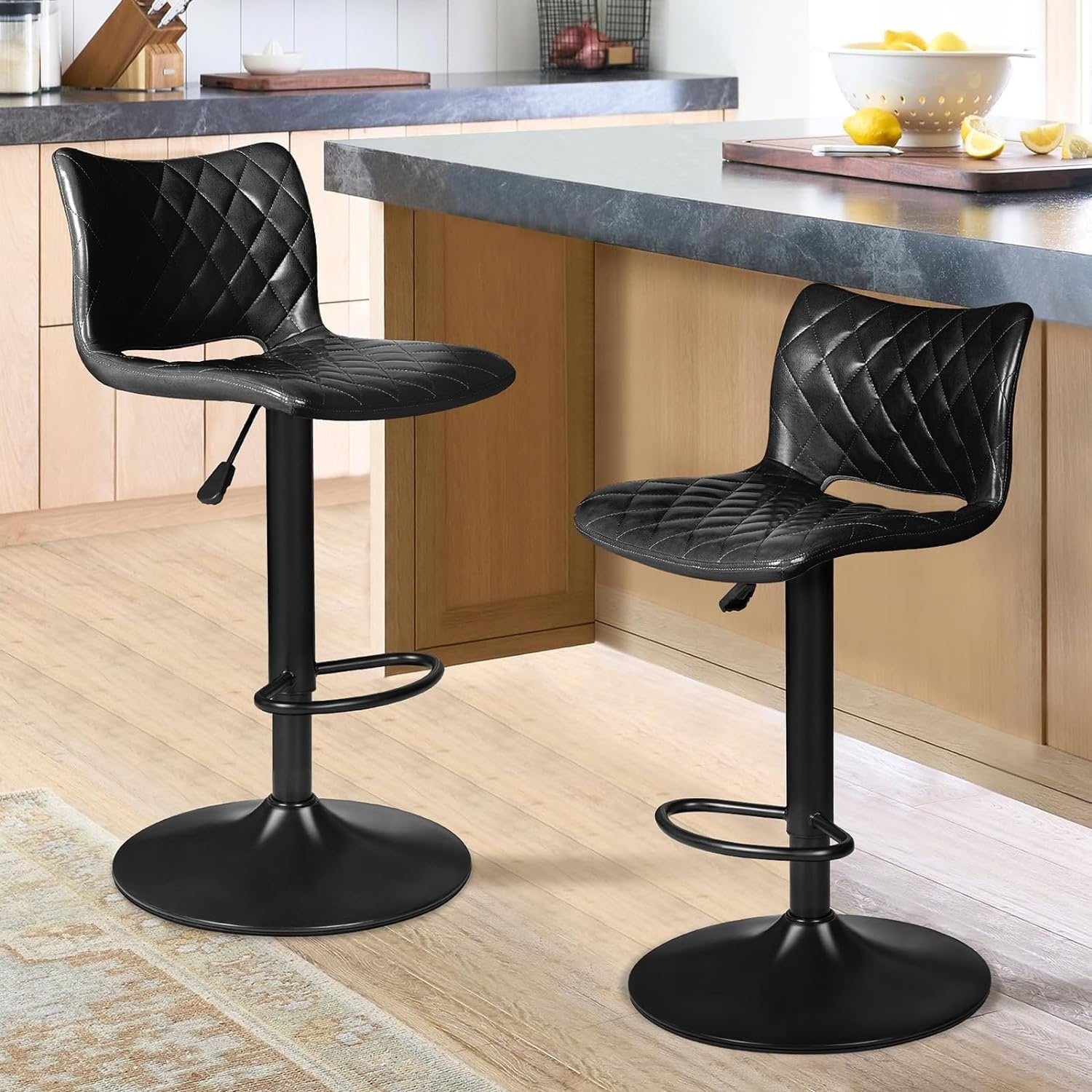 Bossin Adjustable Swivel Bar Stools with Backs – Counter Height