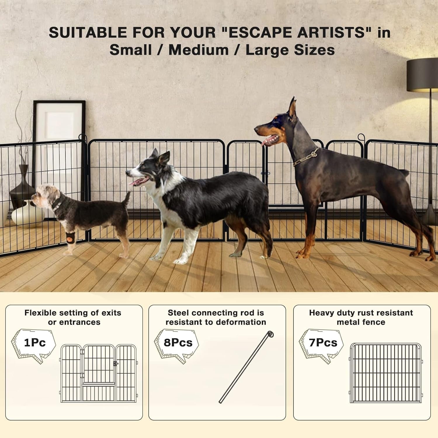 Parc à jeux pour chiens Bossin avec portes, 8/16/24 panneaux