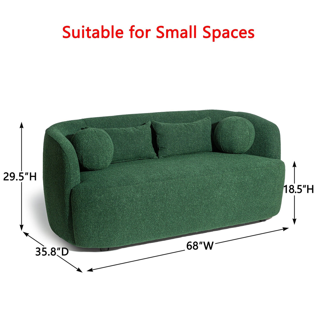 KINWELL Boucle Upholstered 2-Seats Loveseat with Pillows