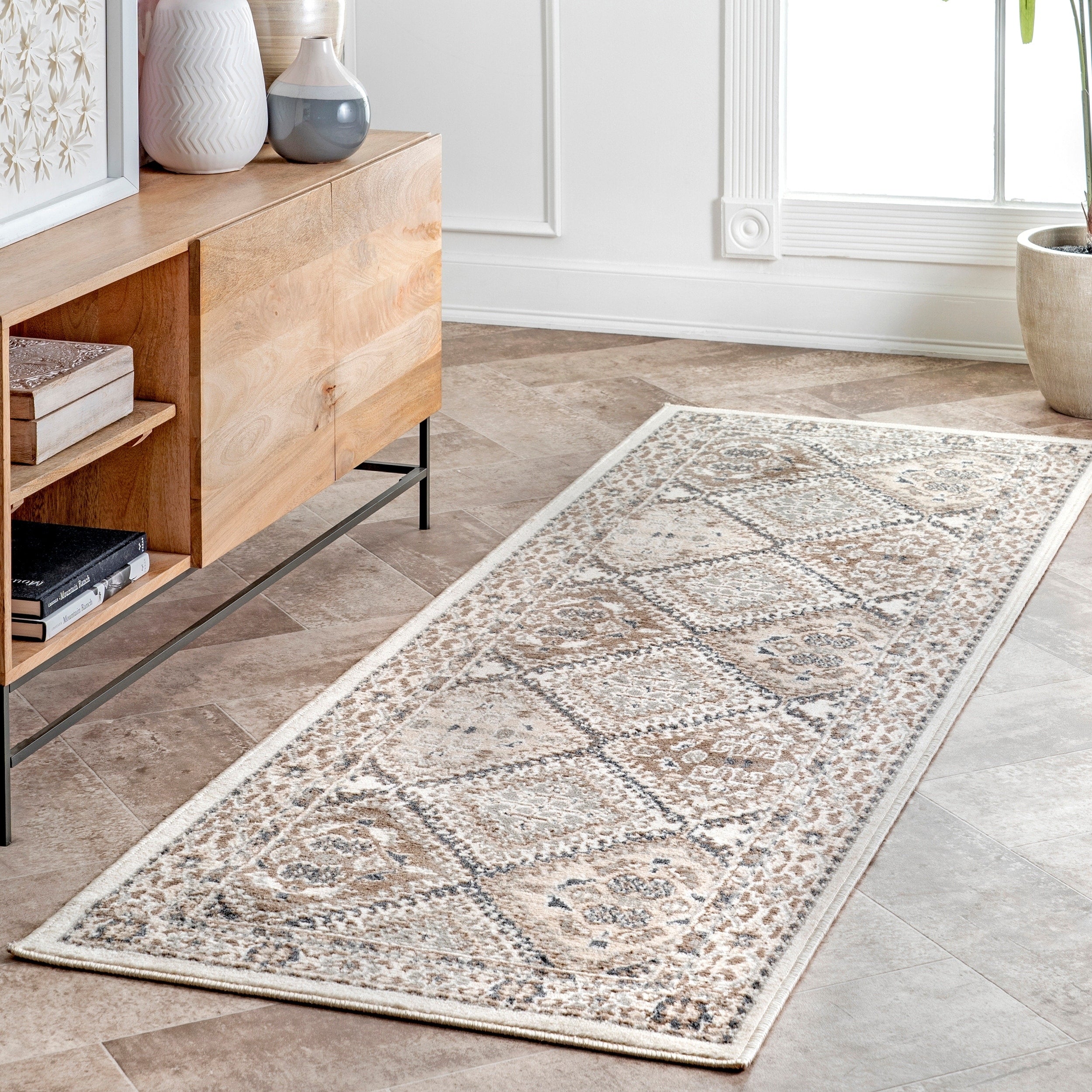 Tapis de sol carrelé traditionnel Nuloom Becca