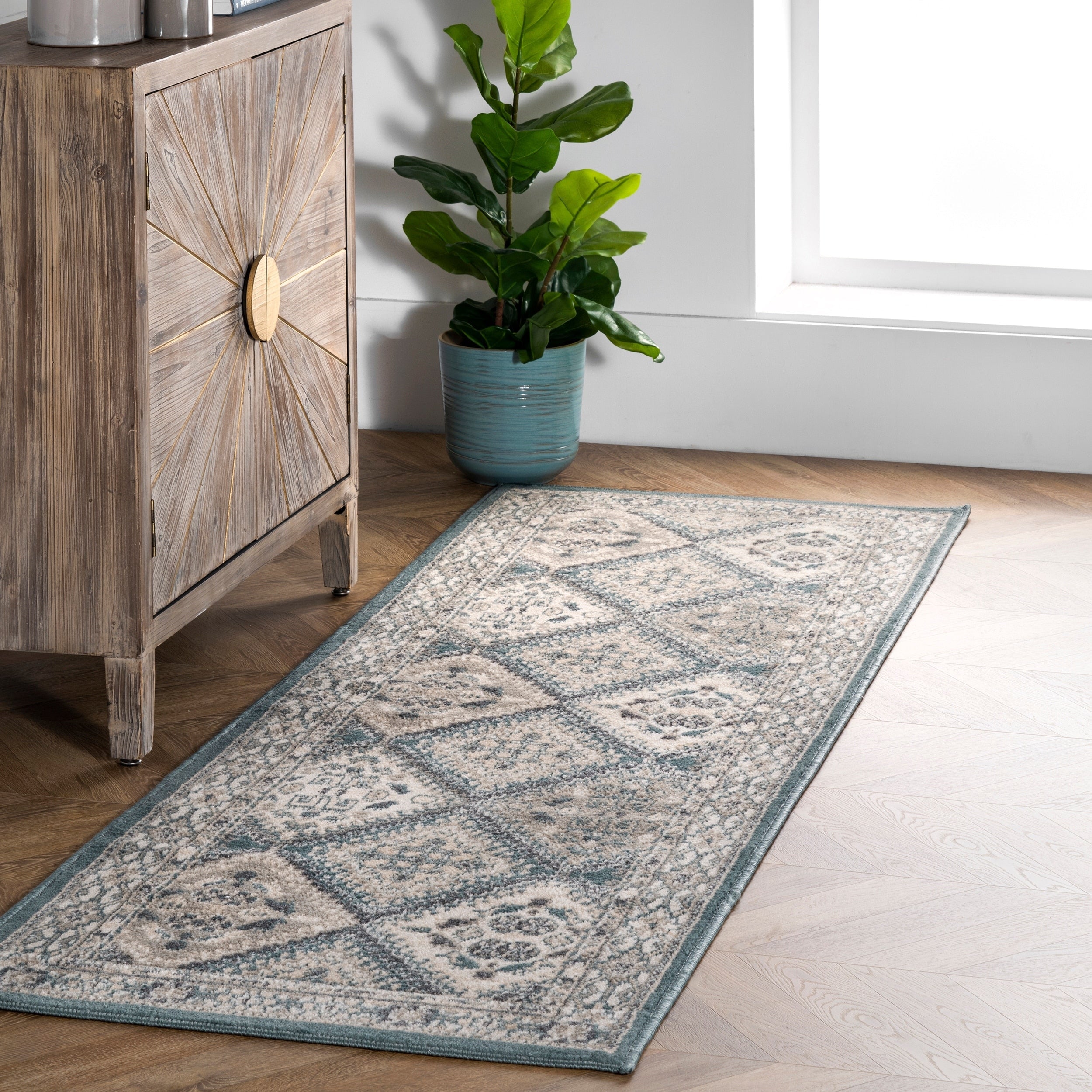 Tapis de sol carrelé traditionnel Nuloom Becca