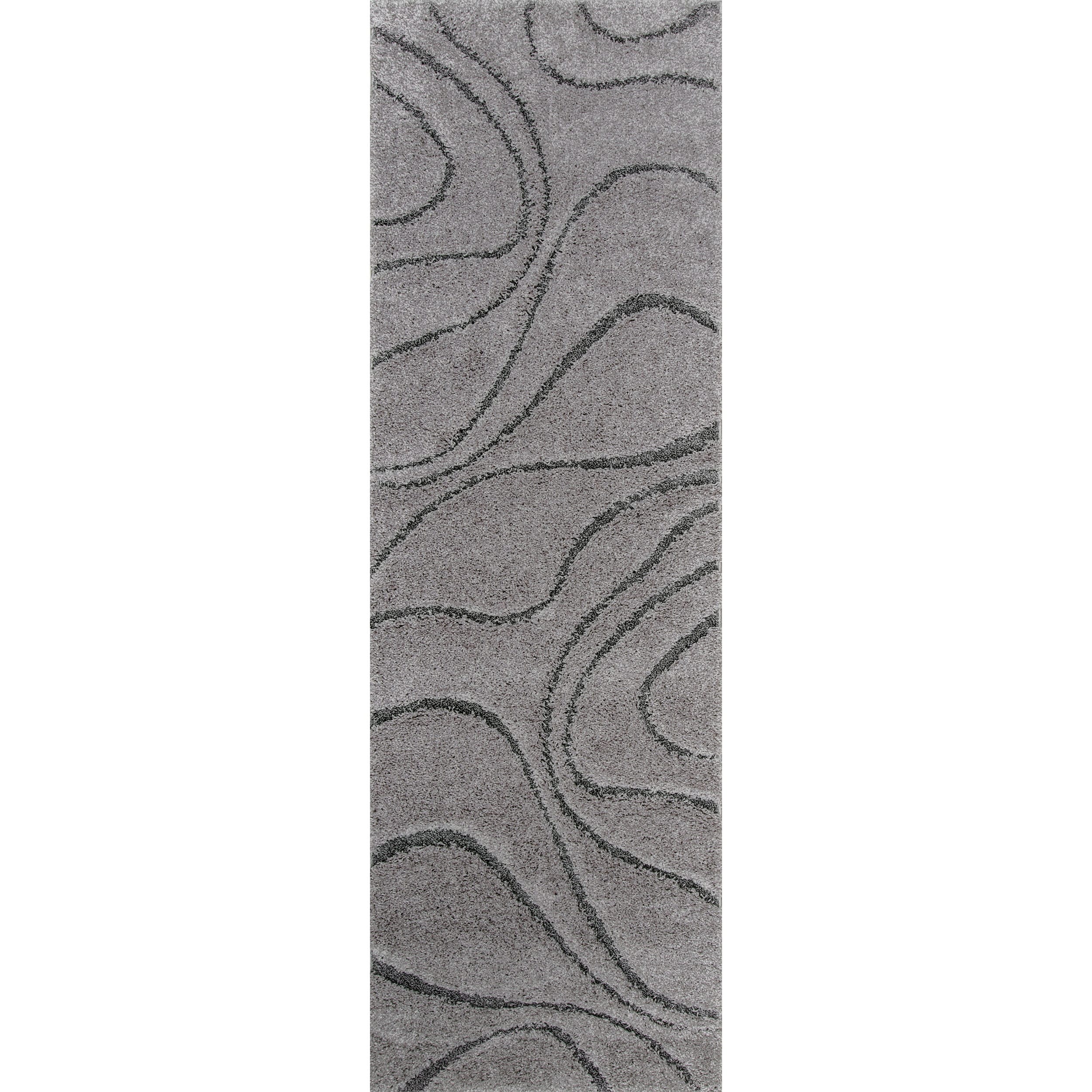 Tapis à poils longs Nuloom Krista contemporain à motifs tourbillonnants