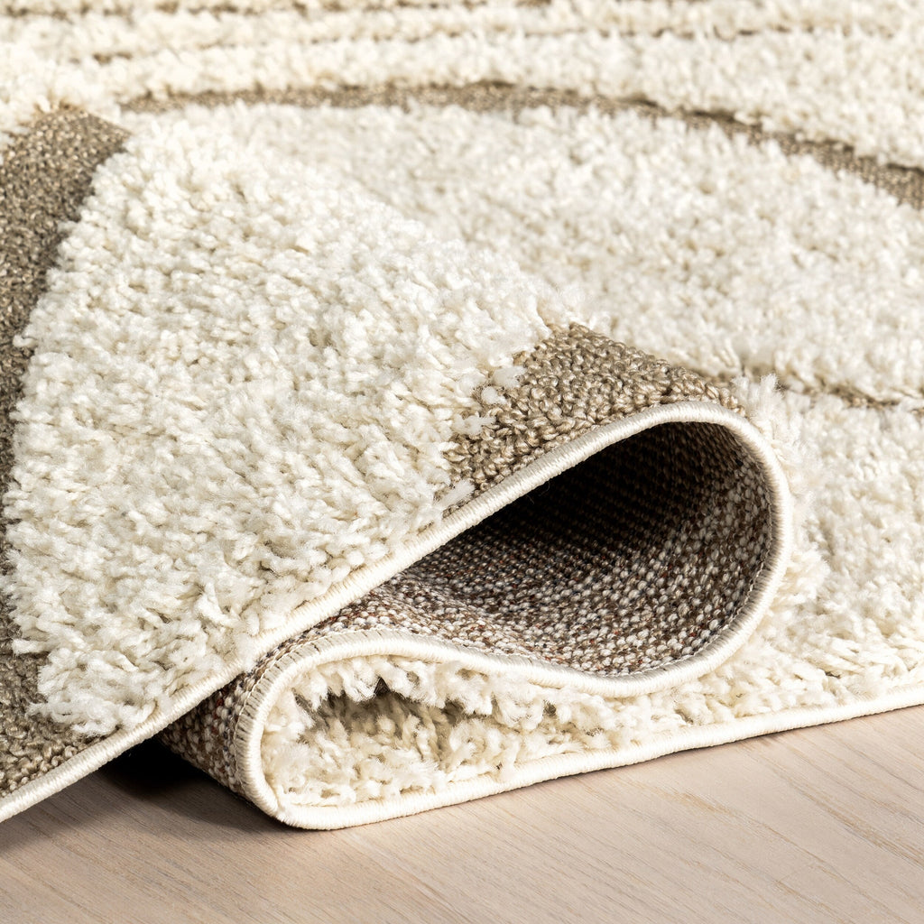 Tapis à poils longs Nuloom Krista contemporain à motifs tourbillonnants