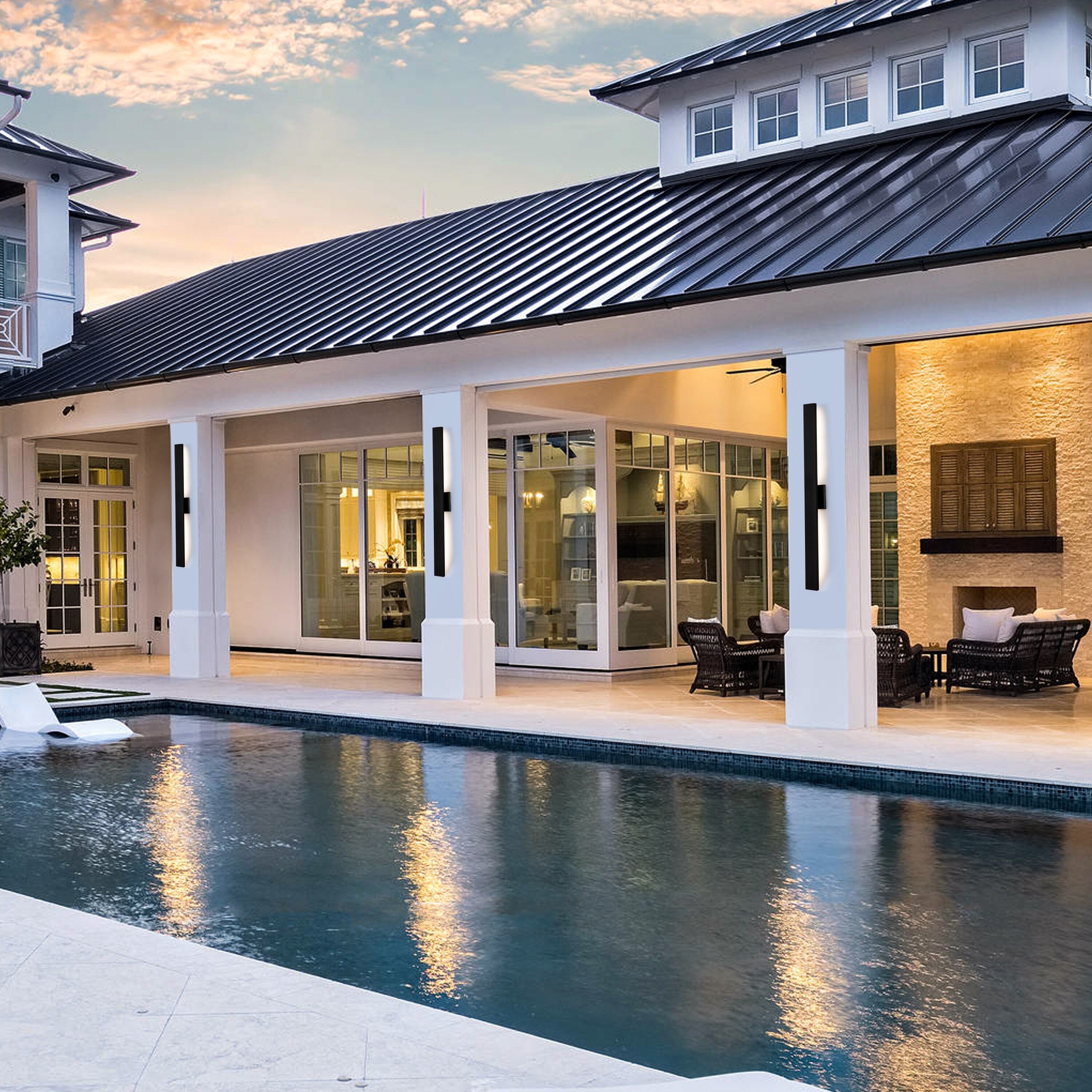 C Cattleya 2-Light Matte Black Aluminum LED Outdoor Wall Sconce