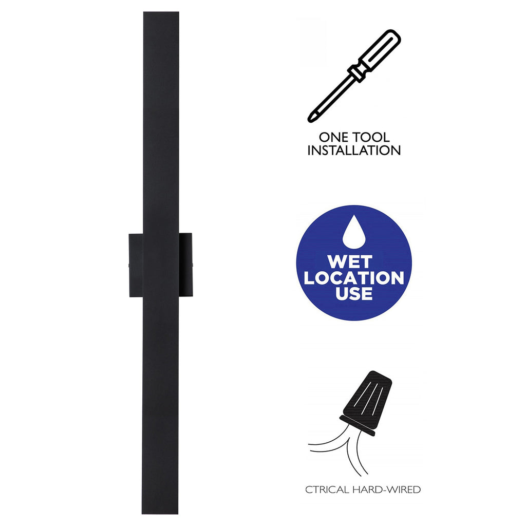 C Cattleya 2-Light Matte Black Aluminum LED Outdoor Wall Sconce