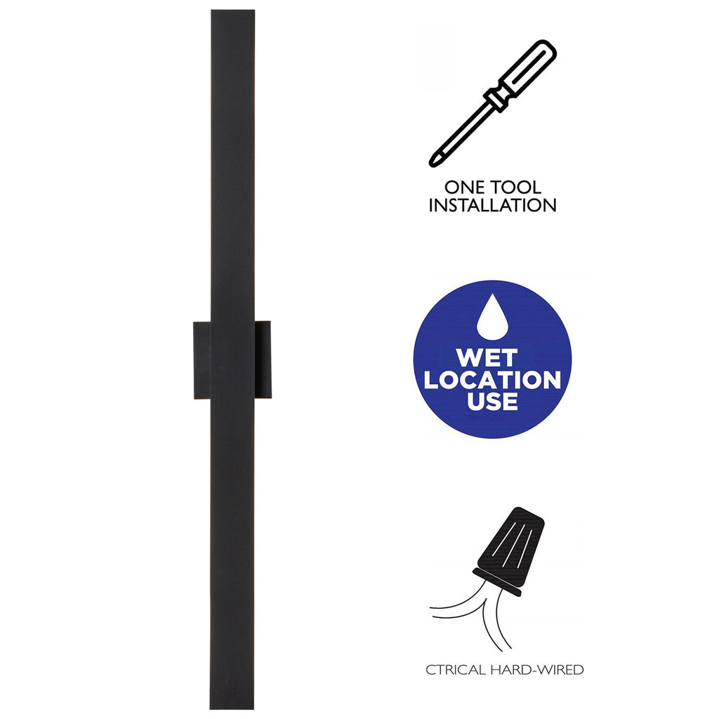 C Cattleya 2-Light Matte Black Aluminum LED Outdoor Wall Sconce