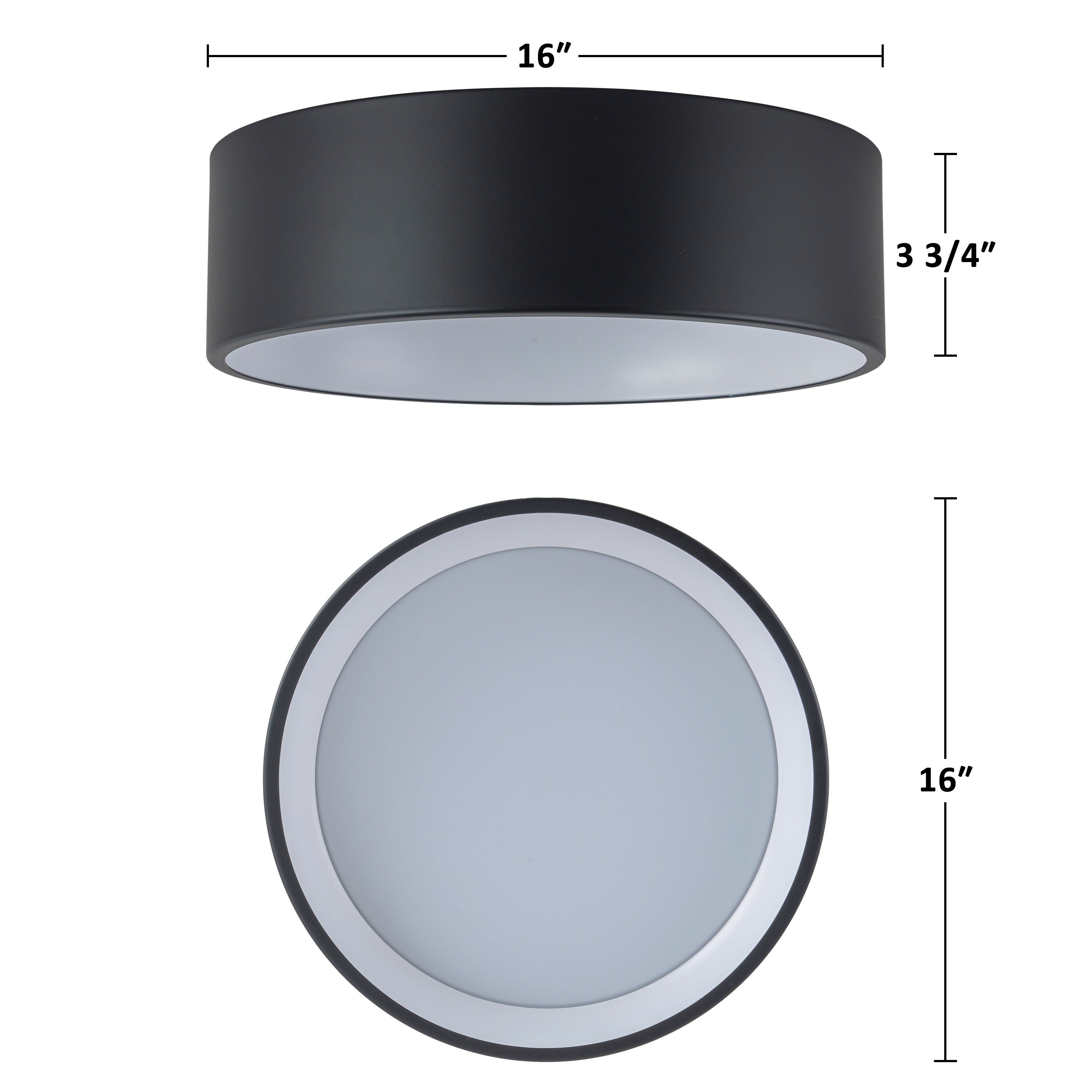C Cattleya Black and Woodgrain 3CCT Integrated LED Flush Mount Ceiling Light