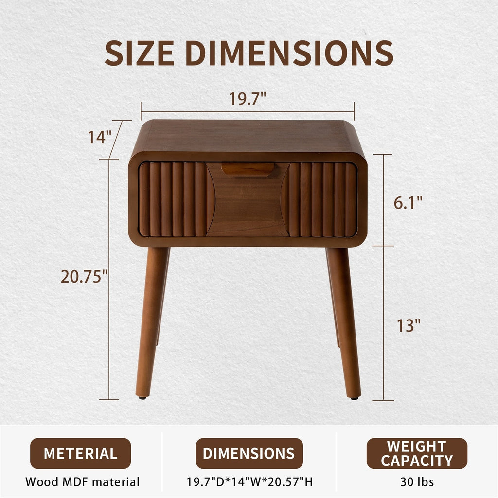 COSIEST Modern Brown Nightstand with Drawers