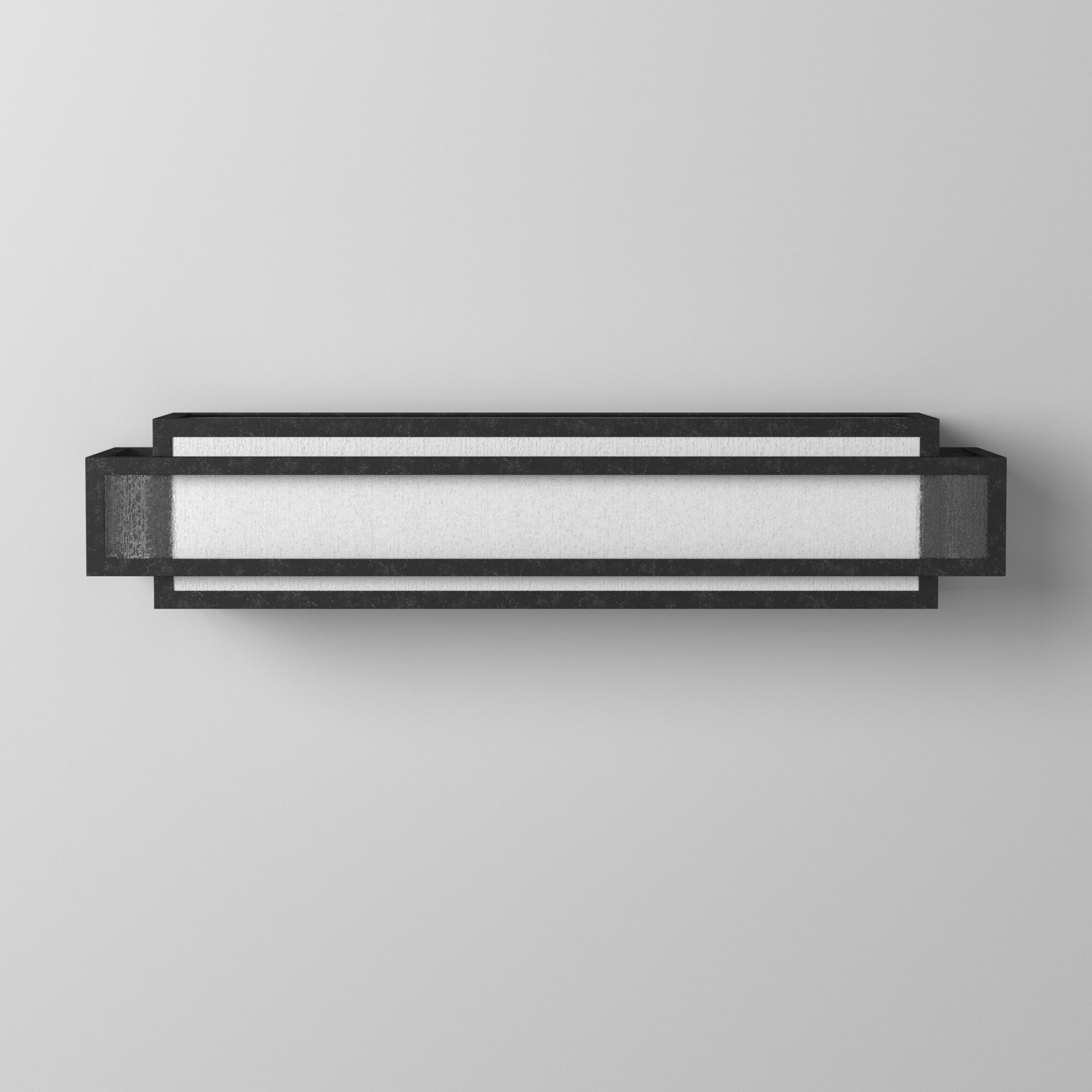 Barre de salle de bain carrée Lavery Camden, 3 lumières, en charbon de bois vieilli et verre grainé