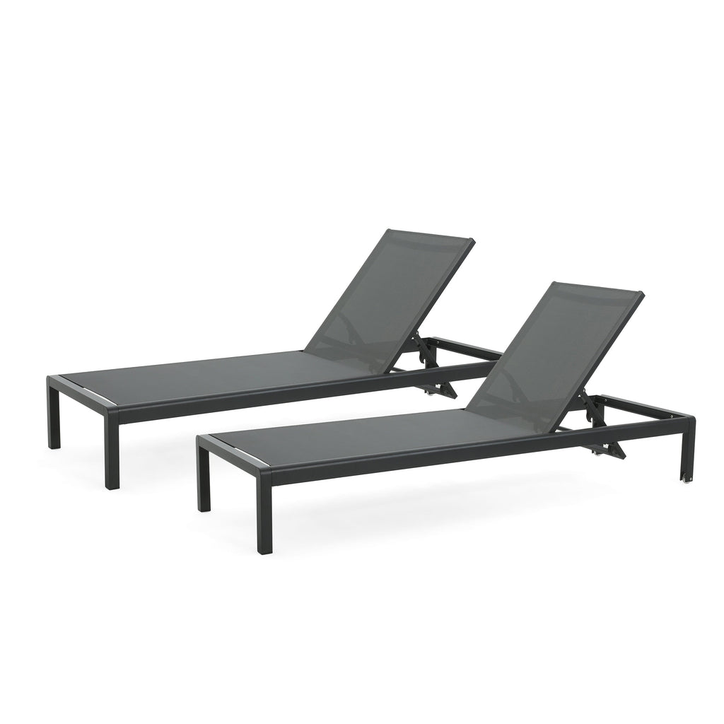Chaise longue d'extérieur en aluminium Cape Coral (lot de 2) par Christopher Knight Home - 77,56 po x 25,20 po x 11,80 po