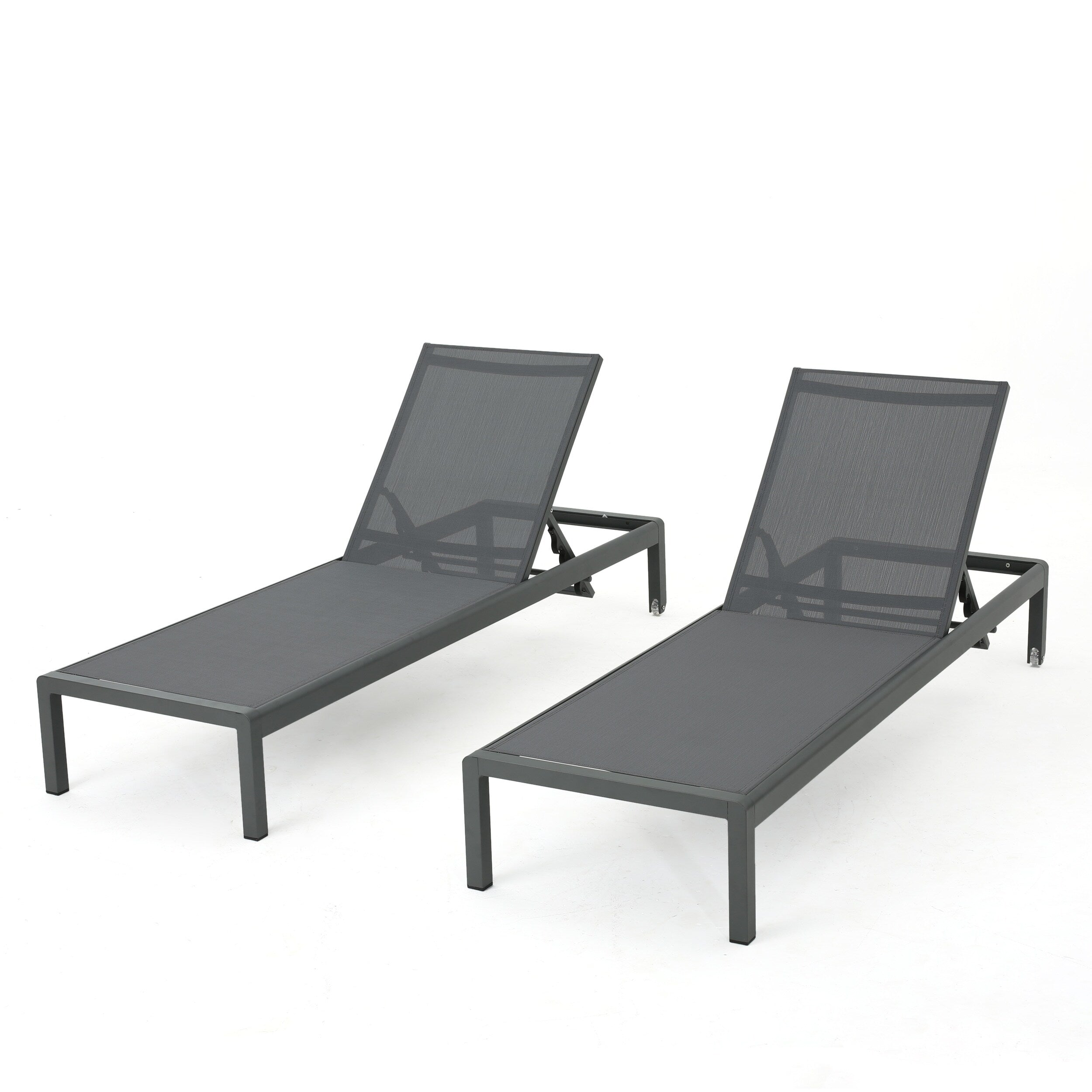 Chaise longue d'extérieur en aluminium Cape Coral (lot de 2) par Christopher Knight Home - 77,56 po x 25,20 po x 11,80 po