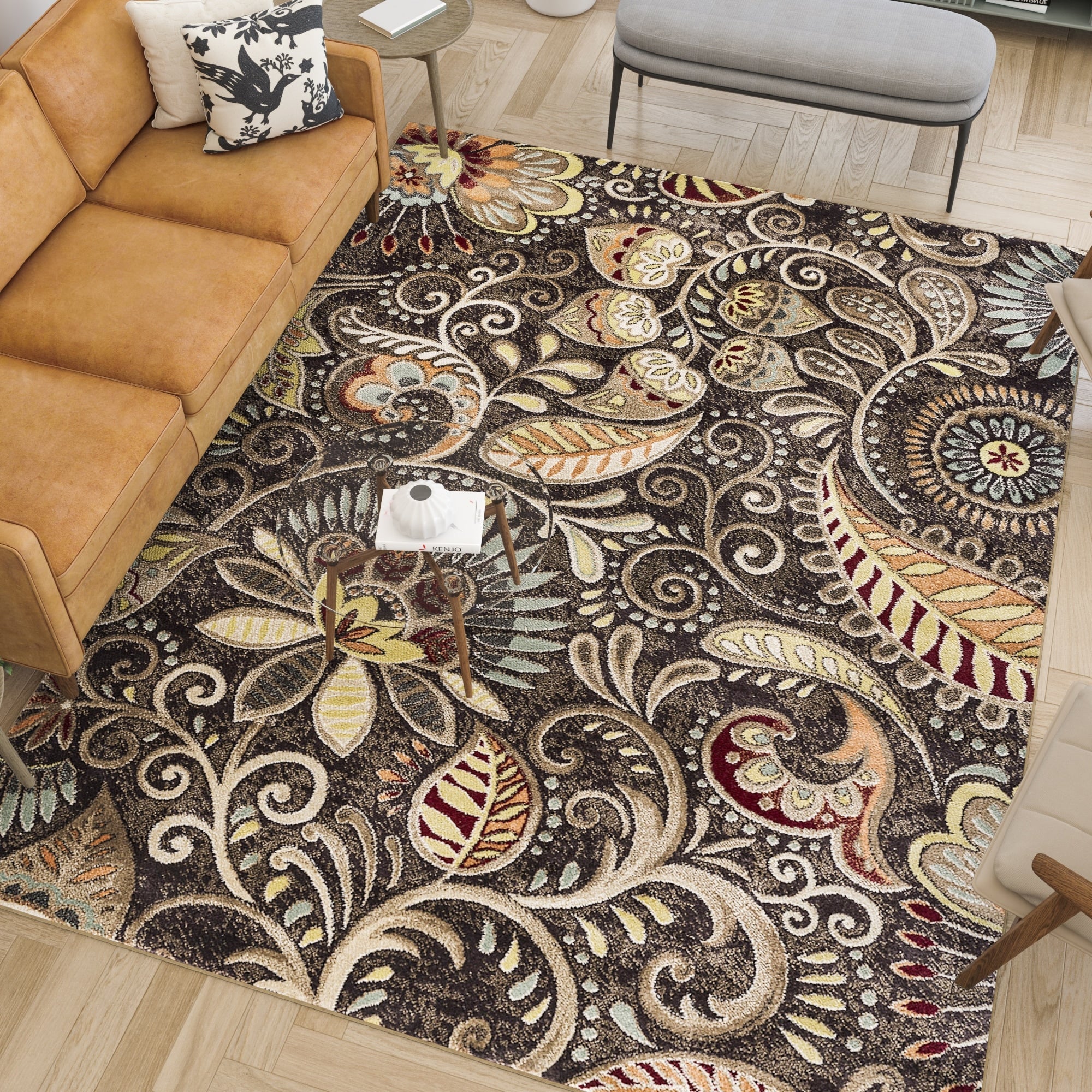 Tapis d'intérieur Caprice style moderne du milieu du siècle à motif floral