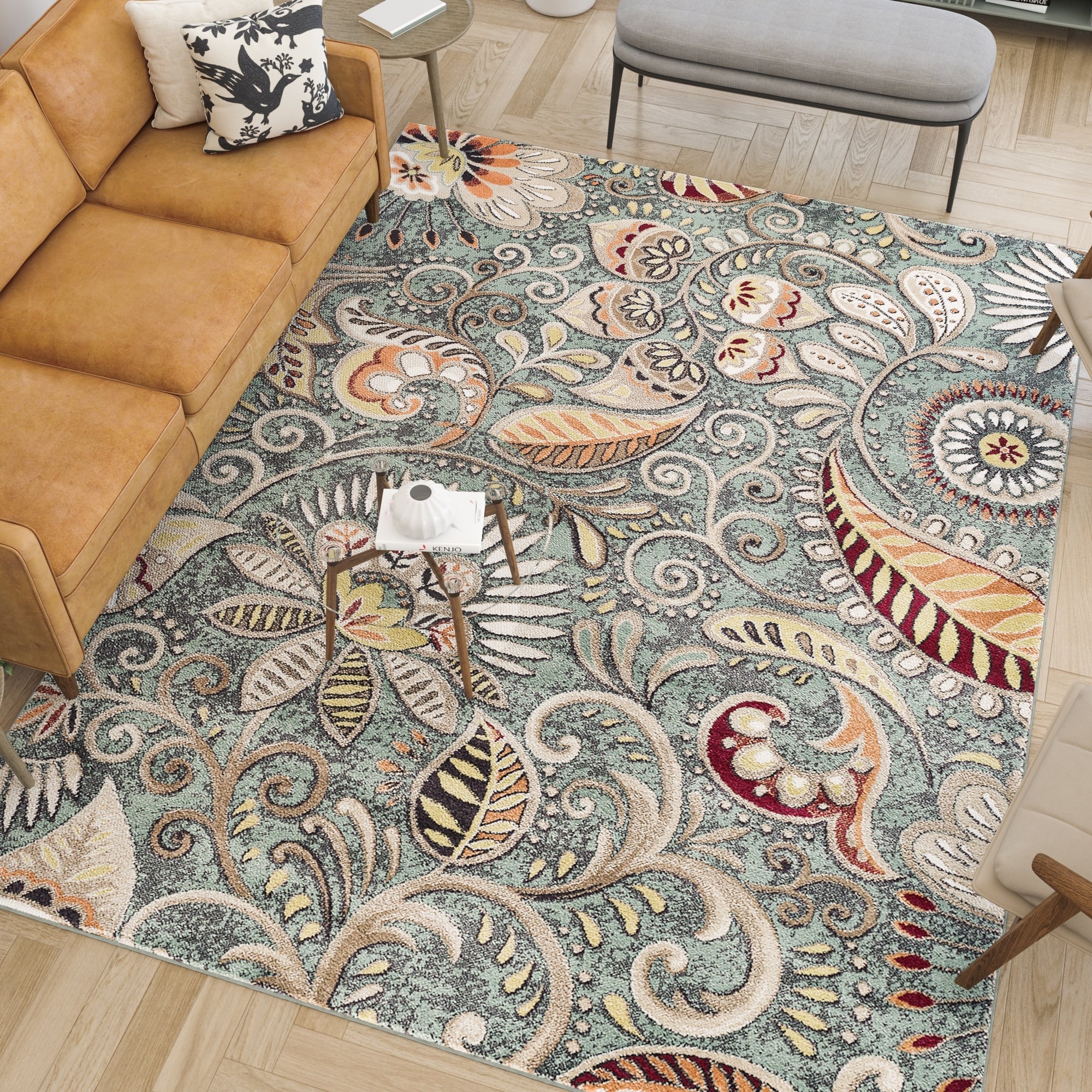 Tapis d'intérieur Caprice style moderne du milieu du siècle à motif floral
