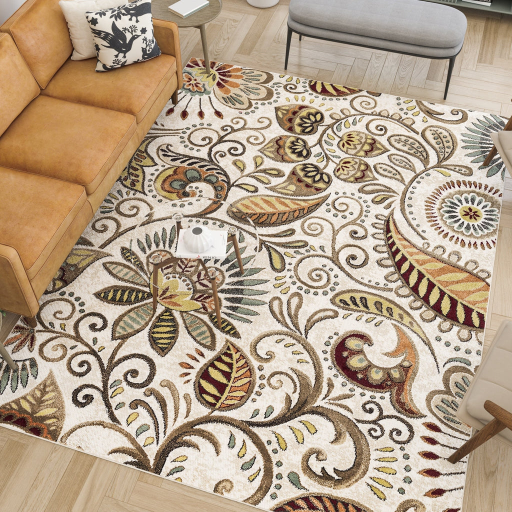 Tapis d'intérieur Caprice style moderne du milieu du siècle à motif floral