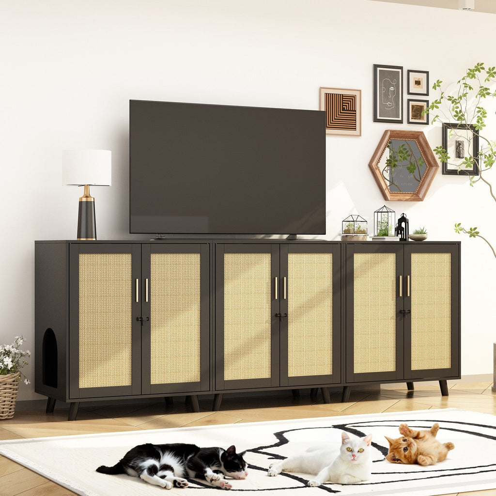 Bac à litière pour chat, maison pour chat, table d'appoint, porte, armoire, bibliothèque