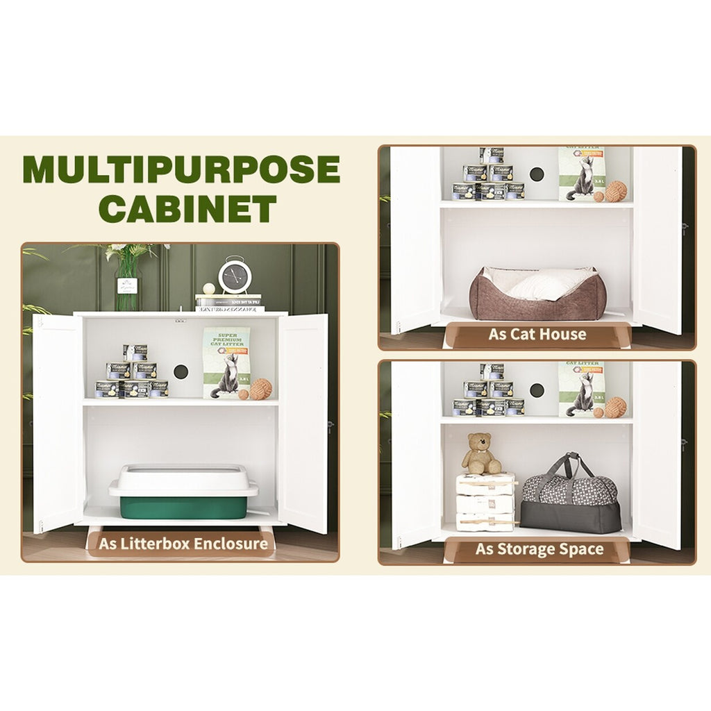 Bac à litière pour chat, maison pour chat, table d'appoint, porte, armoire, bibliothèque