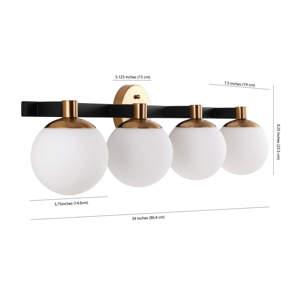 Cecil Globe Metal/Frosted Glass Modern Contemporary LED Vanity, by JONATHAN Y