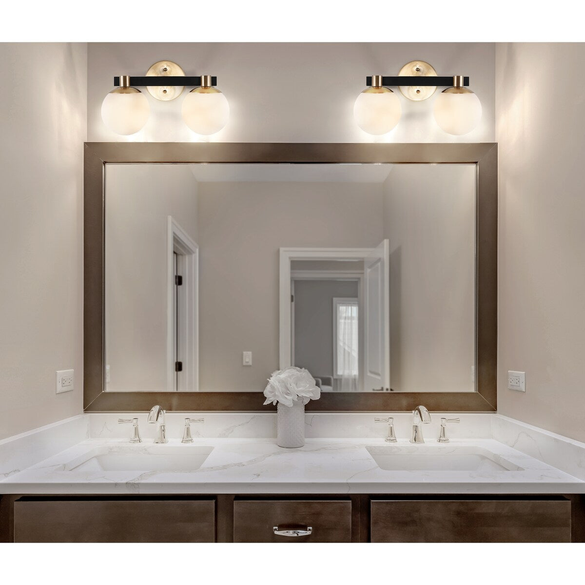 Cecil Globe Metal/Frosted Glass Modern Contemporary LED Vanity, by JONATHAN Y