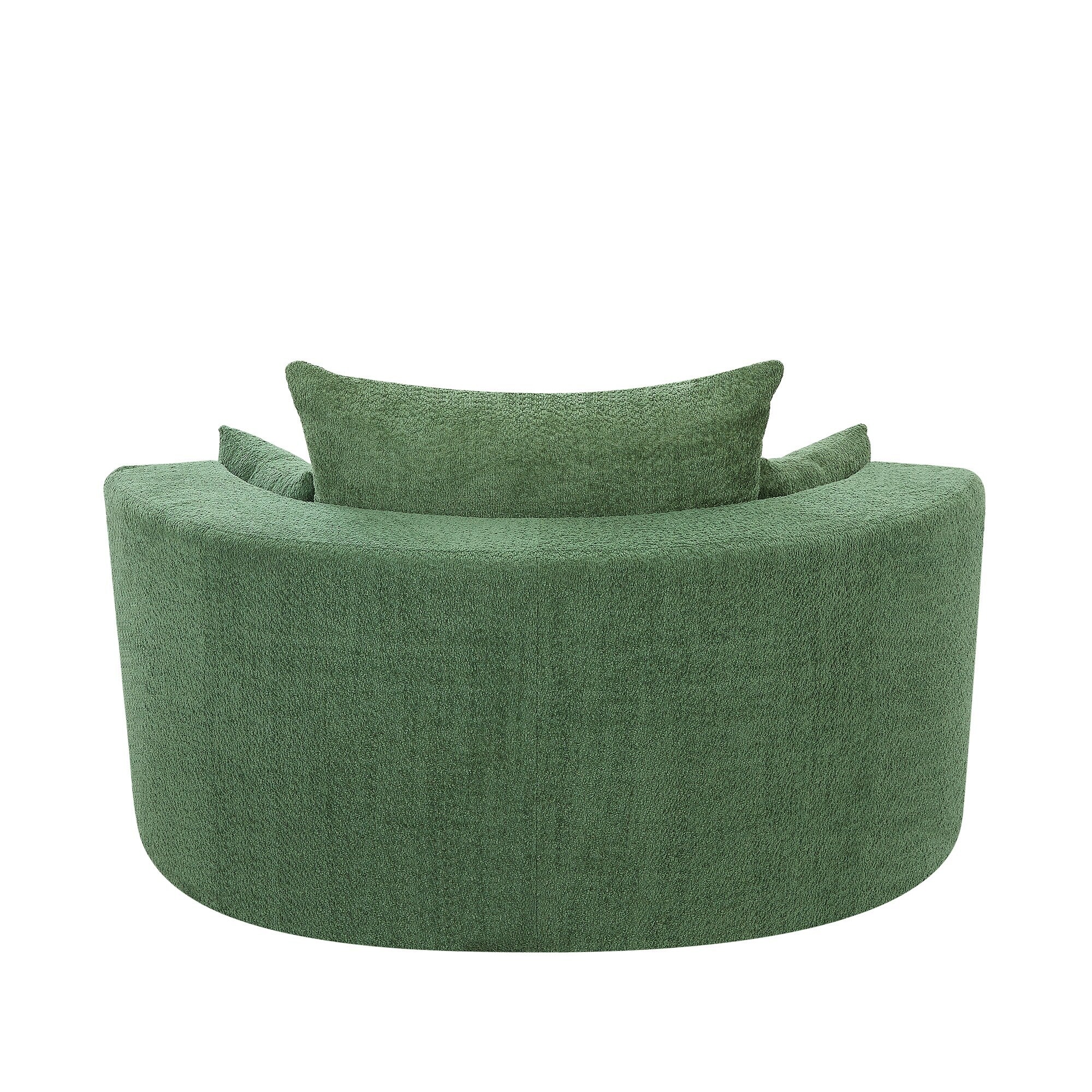 Chenille Accent Barrel Chair Lounge Chair, Round Sofa Chair Armchair with 360-Degree Swivel Base and 3 Removable Pillows