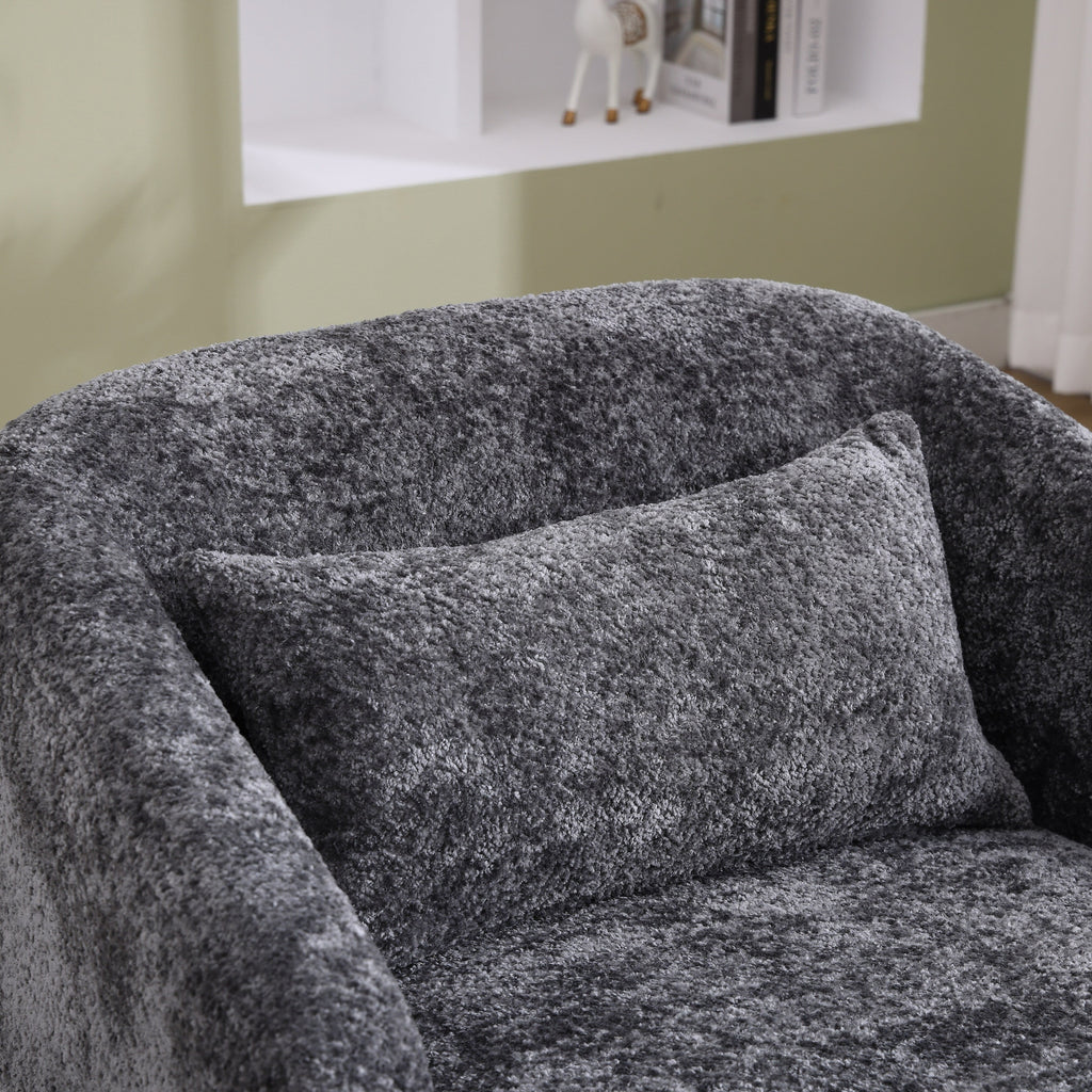 Chenille Swivel Barrel Chair, 360-Degree Comfy Accent Sofa for Living Room, Bedroom, and Study with Removable Cushion