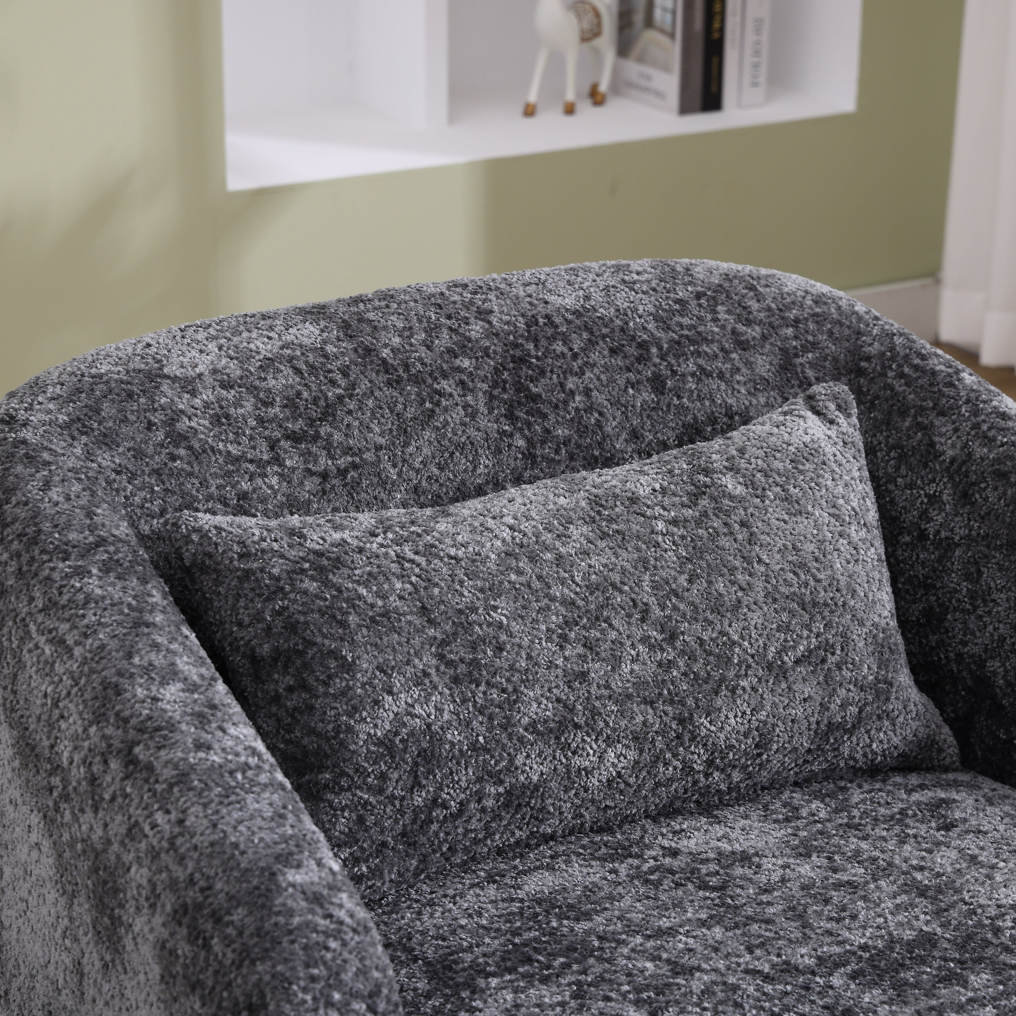 Chenille Swivel Barrel Chair, 360-Degree Comfy Accent Sofa for Living Room, Bedroom, and Study with Removable Cushion