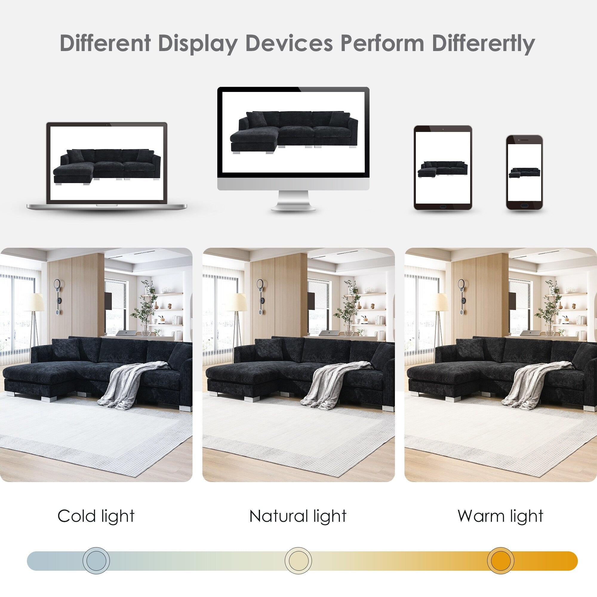 Cloud Sectional Sofa,L-Shaped Luxury Couch Set With 2 Free Pillows,4-Seat Chenille Indoor Furniture With Oversized Chaise