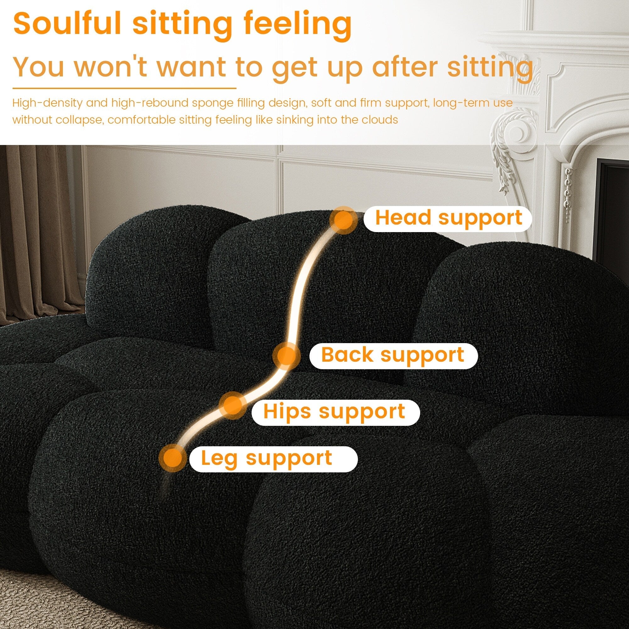 Cloud Shaped Couches for Living Room, Modern Comfy Compressed Sofa, Cloud Shaped Leisure Sofa for Bedroom, Apartment