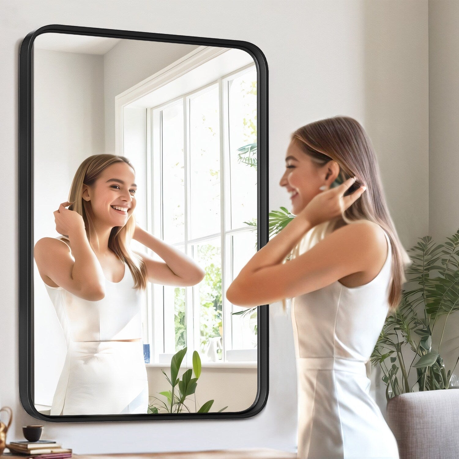 Bathroom Mirrors for Over Sink Wall, Matte Large Mirror, Decorative for Restroom, Farmhouse, Horizontally or Vertically Hanging