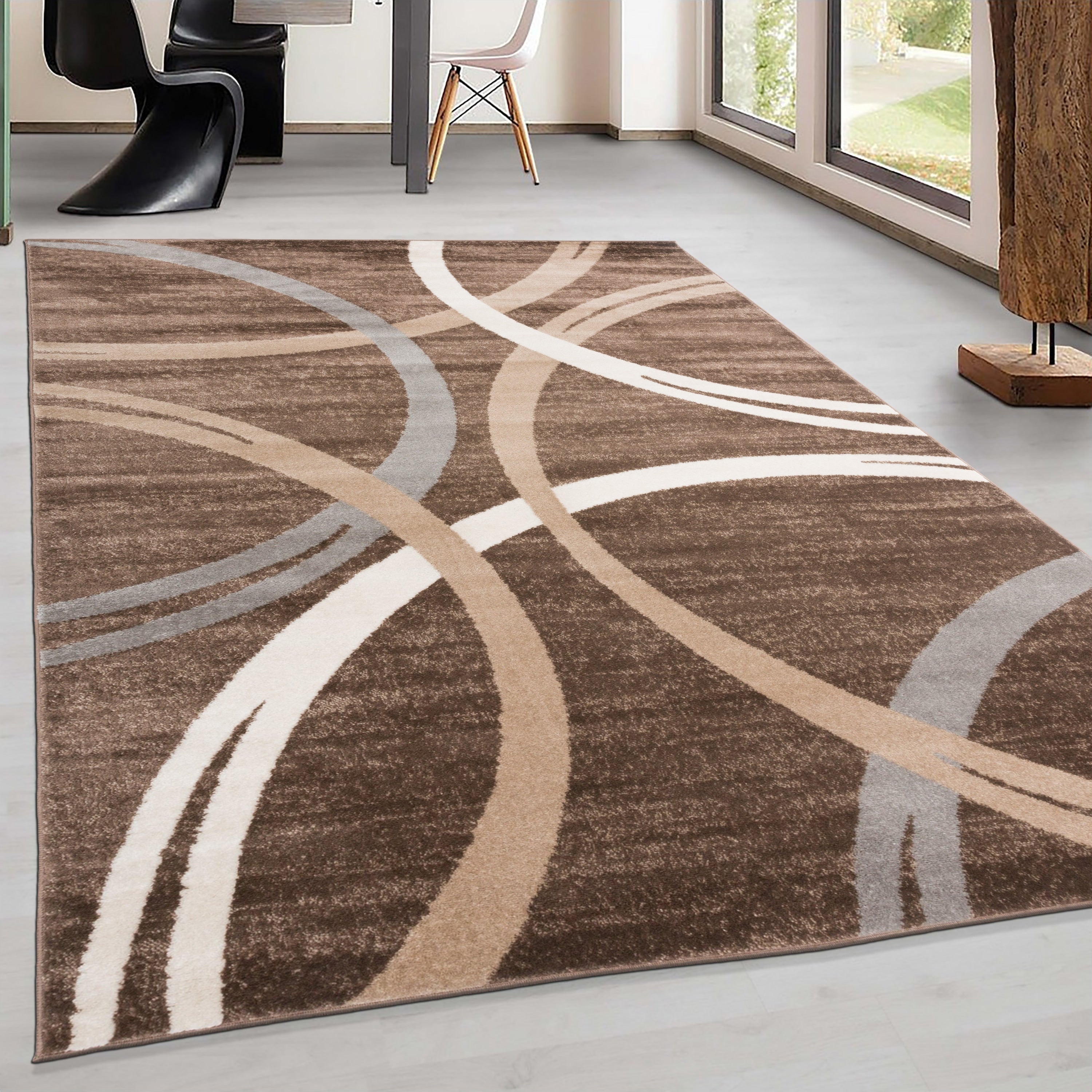 World Rug Gallery Contemporary Abstract Circles Design Area Rug