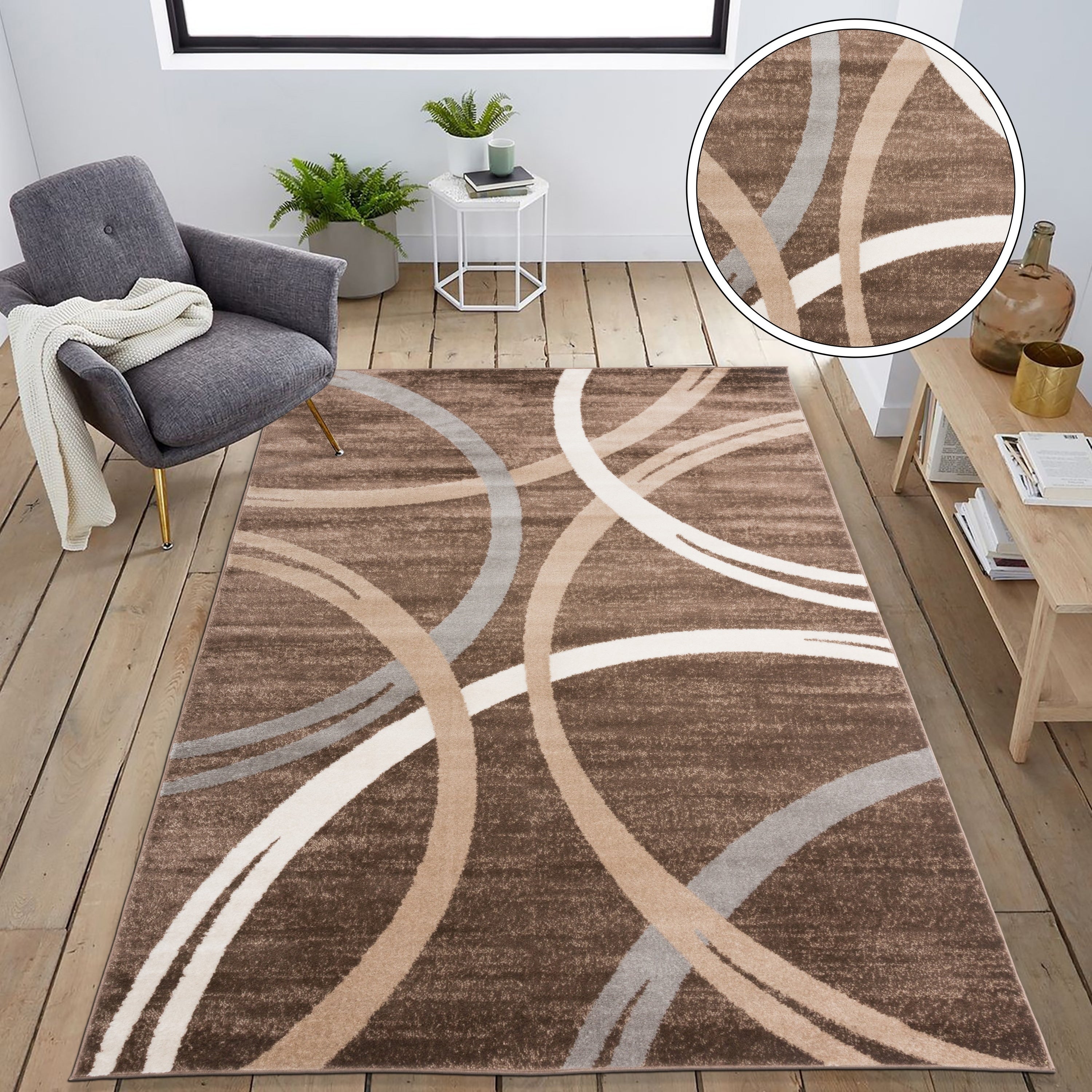 World Rug Gallery Contemporary Abstract Circles Design Area Rug