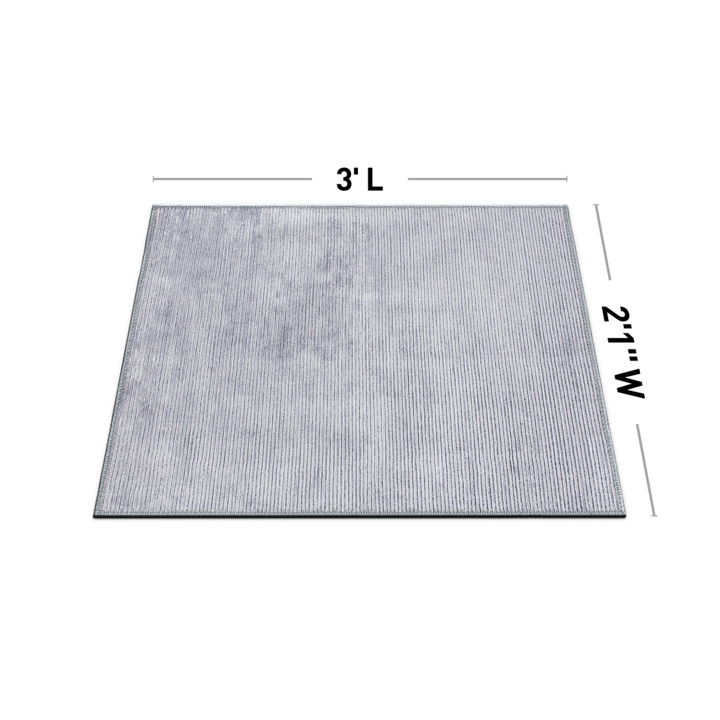 Tapis contemporain à rayures usées lavable en machine