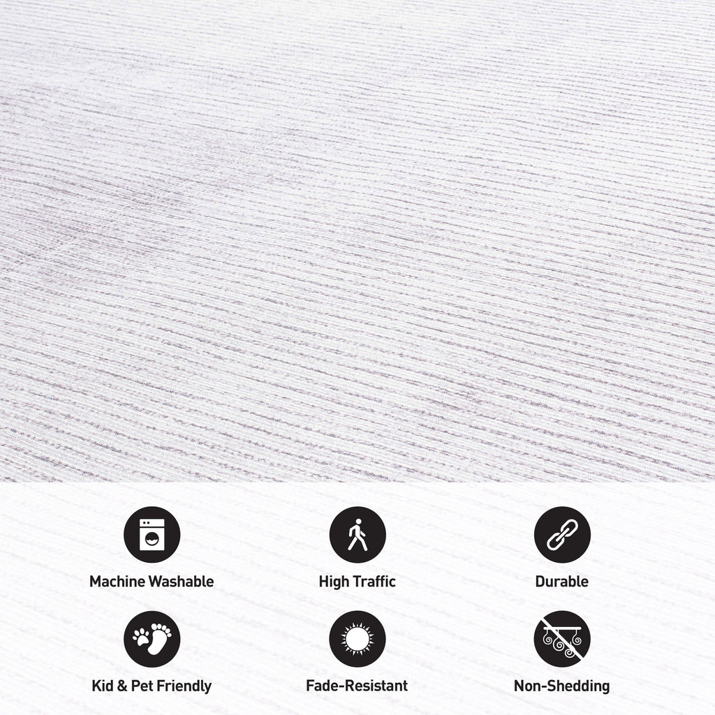 Tapis contemporain à rayures usées lavable en machine