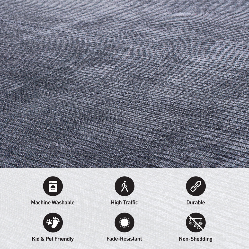 Tapis contemporain à rayures usées lavable en machine